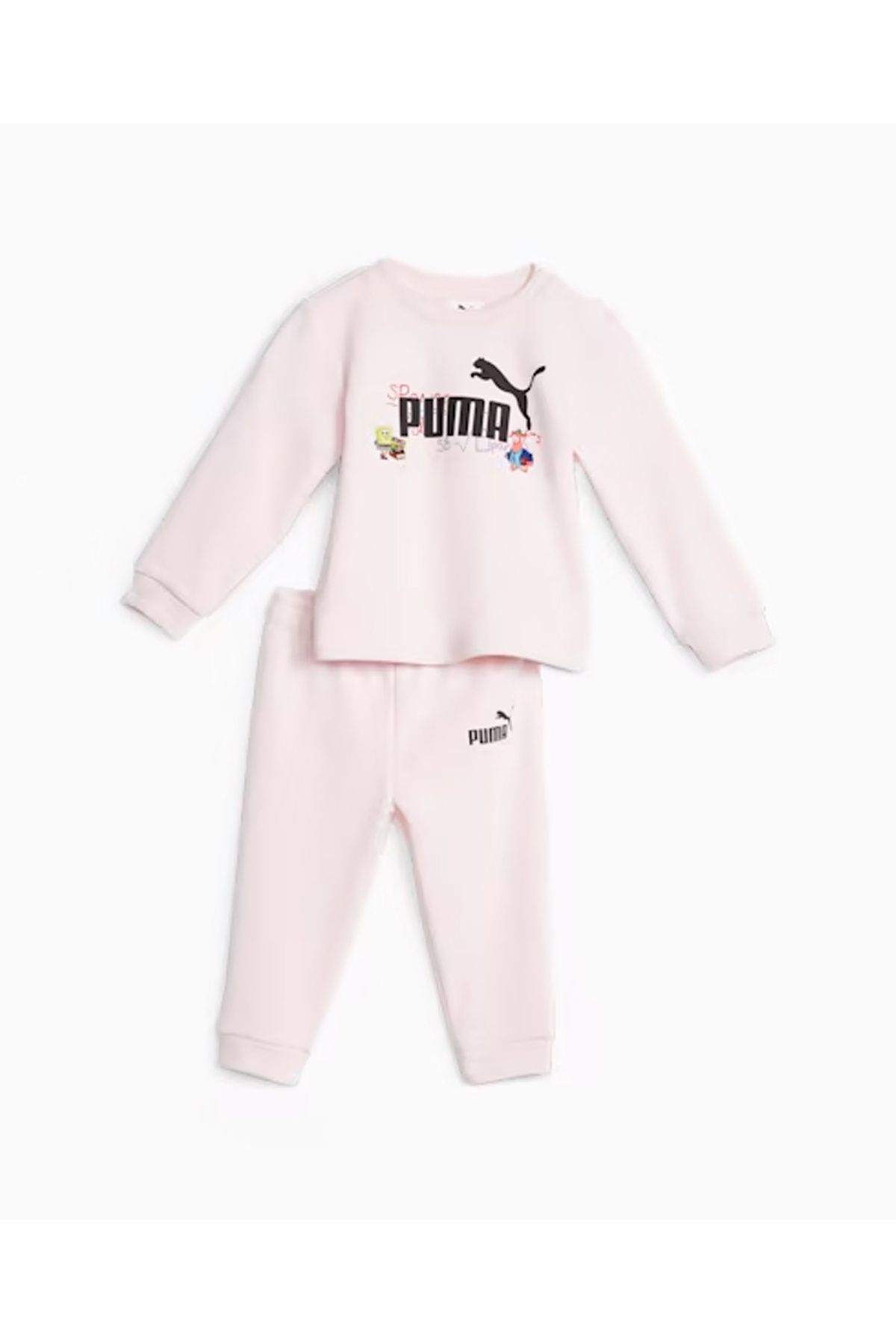 Puma Düz Pembe Bebek Eşofman Takımı 62221624 PUMA X SPONGEBOB Crew Jogg