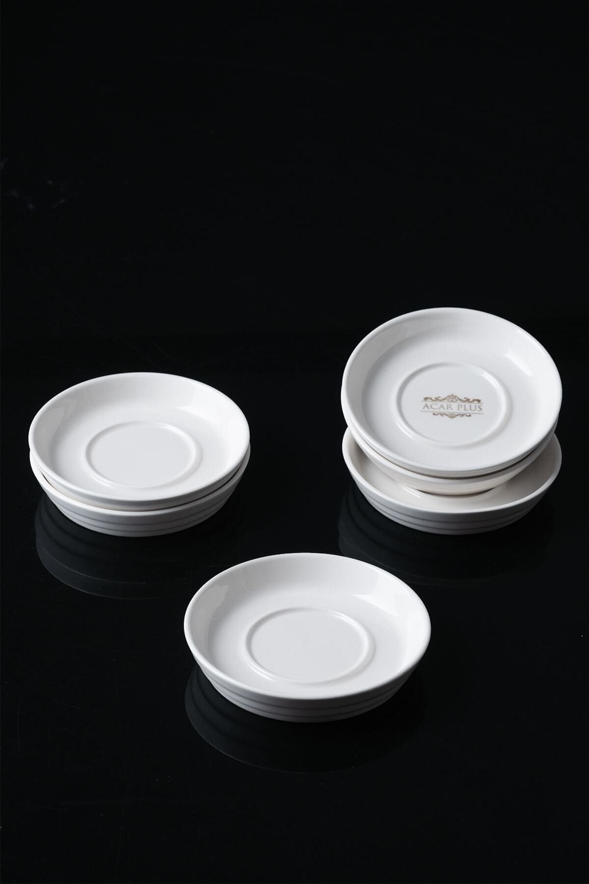 ACAR Bianco Perla 6 Lı Yuvarlak Beyaz Porselen Çay Tabağı - 11 Cm 0399