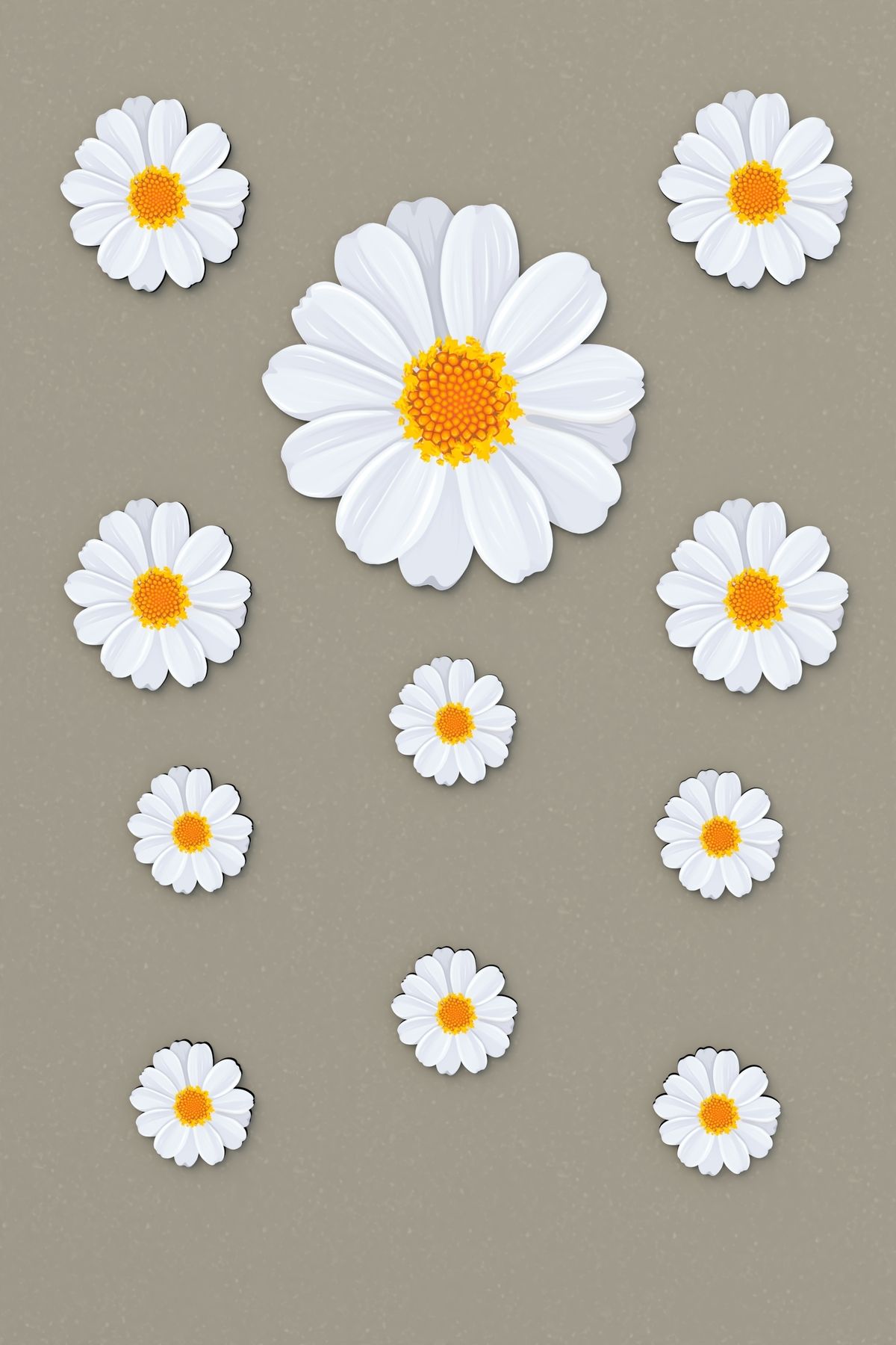 pi10reklam Beyaz Papatya 11 Adet Ahşap Dolap Kapı Duvar Süsü Çiçek Figürlü Dekoratif