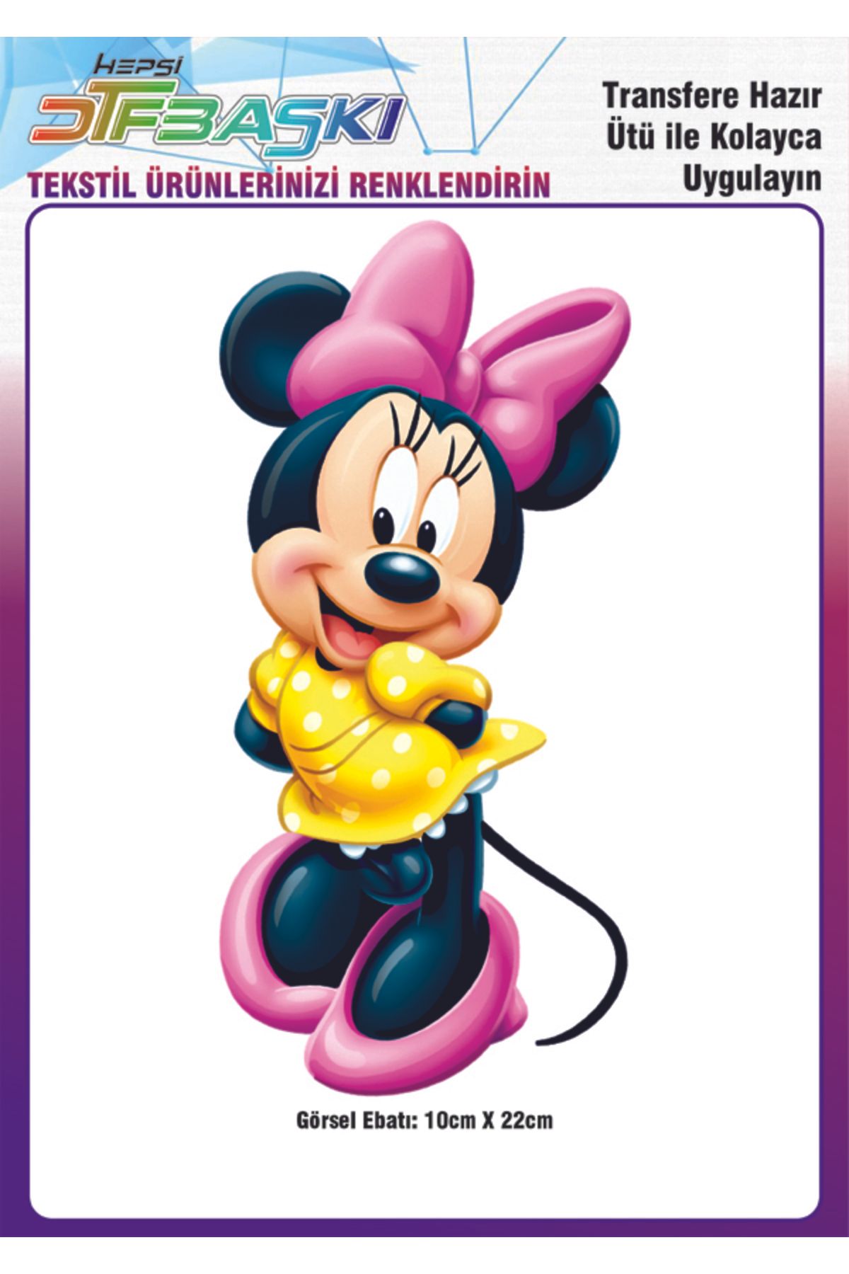 F17 Ajans Mickey Minnie Mouse Ütü ile Yapışan Tekstil DTF Baskı