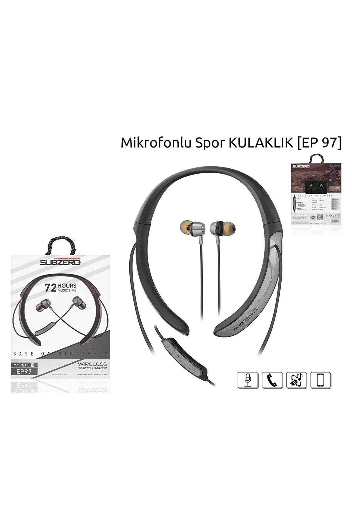 Subzero Ep97 Kablosuz Bluetooth Kulaklık Wireless Stereo Mikrofon Boyun Askılı Deri Sporcu Super Bass