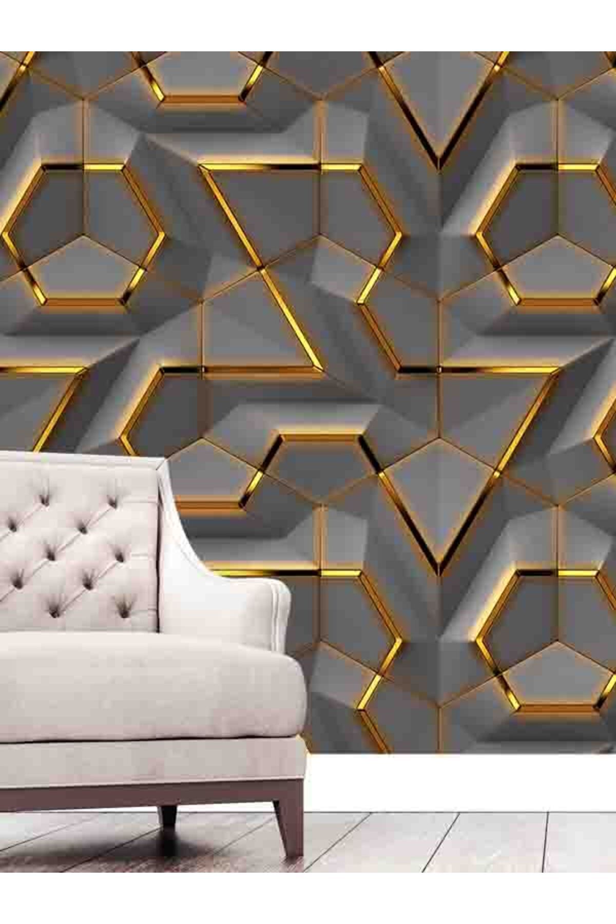 dreamwall 3D Geometrik Şekil Desenli Silinebilir Tekstil Duvar Kağıdı