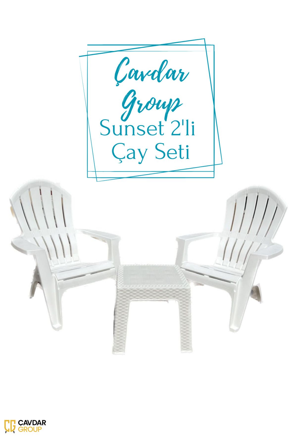 Çavdar Group Sunset 2'li Çay Seti 2 Adet Şezlong Koltuk Bahçe Balkon Sahil Plaj Seti Raddan Sehpa Set