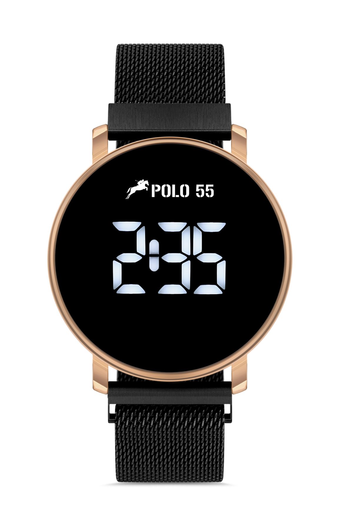 Polo55 Rose-Gold Dokunmatik Dijital Hasır Kordon Kadın Kol Saati