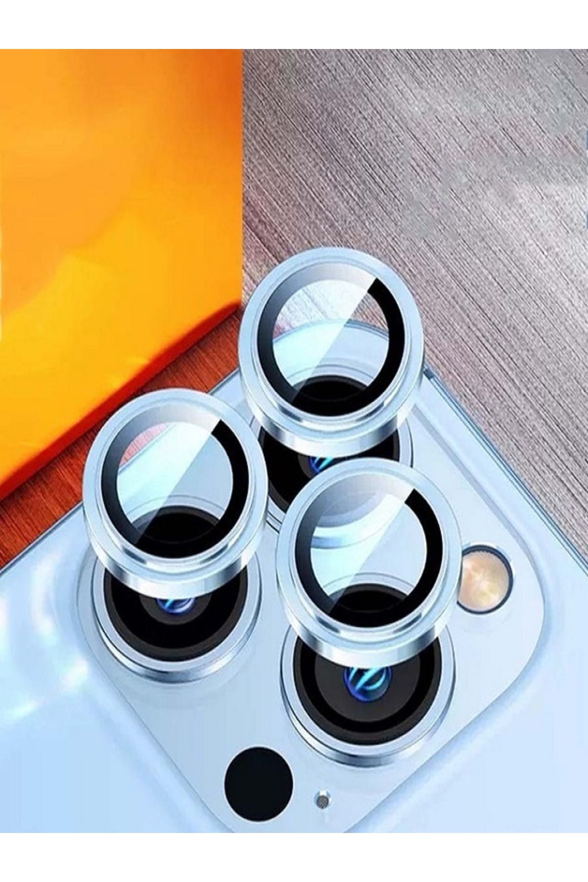 Genel Markalar iphone 14 Plus Uyumlu Kamera Lensi Koruma Camı Safir Metal Çerçeveli HD Sierra Blue Koruma Lensi