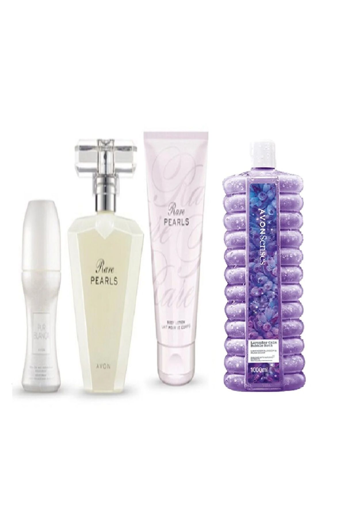 Avon Rare Pearls Kadın Parfüm 50 ml Vücut Losyonu Rollon Senses Lavender Calm Banyo Köpüğü 250 ml