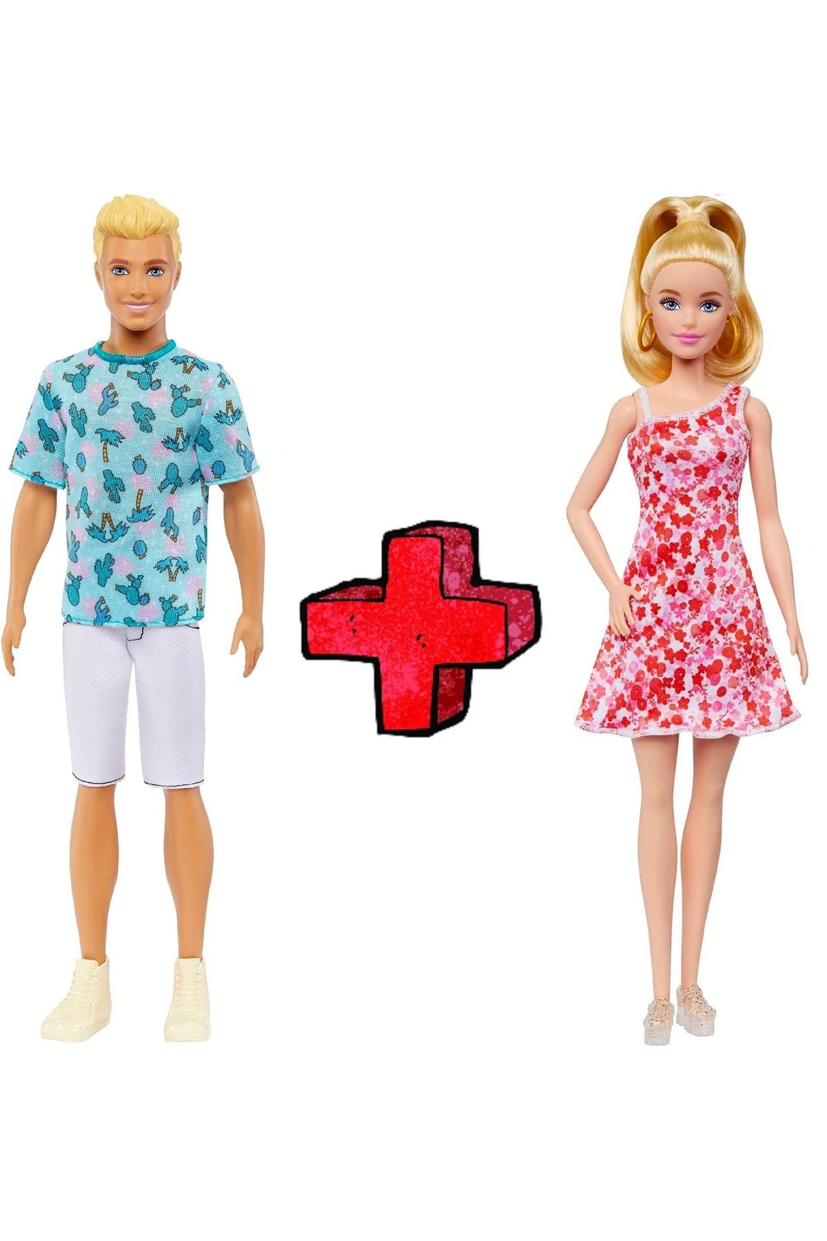 Barbie 2'li Set Orijinal Lisanslı Sarı Saçlı Barbie Bebek ve Yakışıklı Erkek Ken Bebek Oyuncak İkili Model