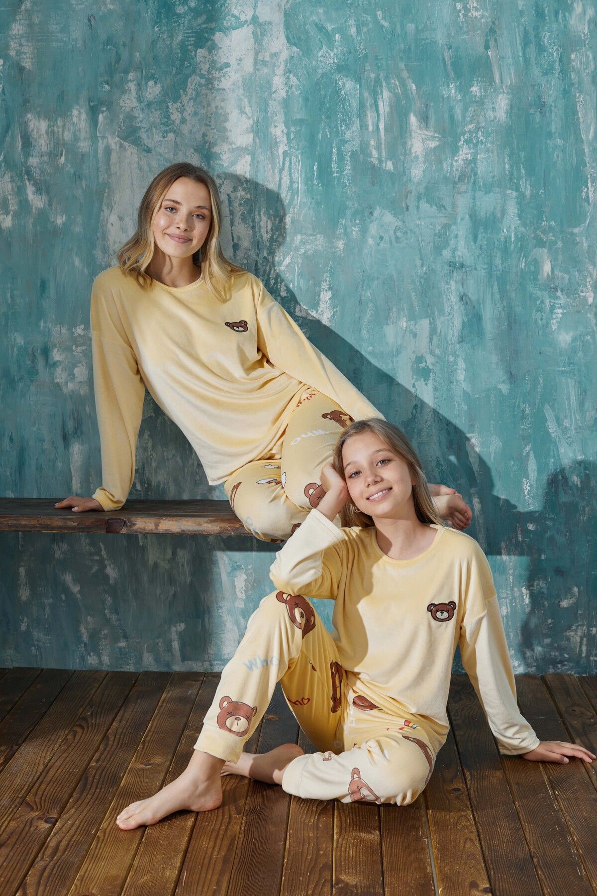 Farya Home Luxury Velvet Kadife Anne Kız Çocuk Kombin Pijama Takımı (ANNE KIZ AYRI SATILIR)