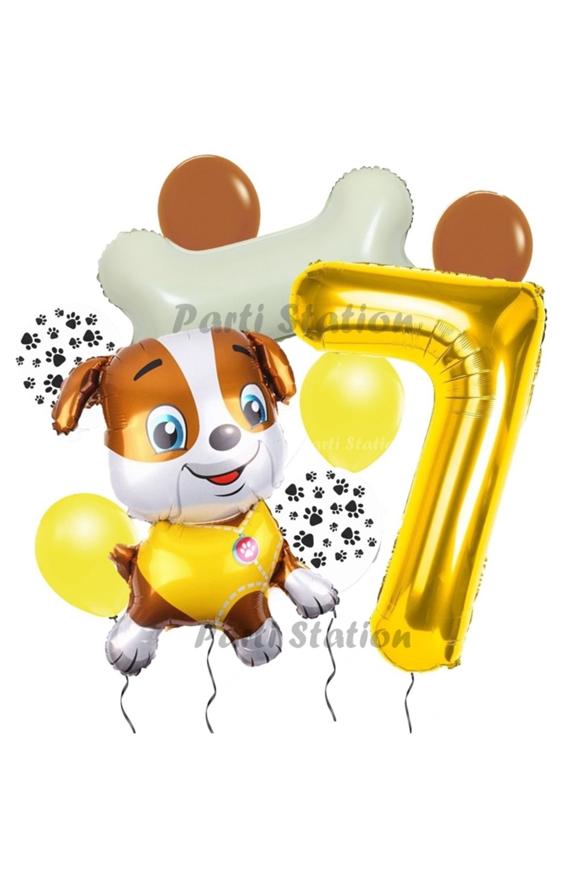 Parti Station Paw Patrol İş Araçları İnşaat İşçisi Köpek Rubble 7 Yaş Balon Set Pav Petrol Konsept Doğum Günü Set