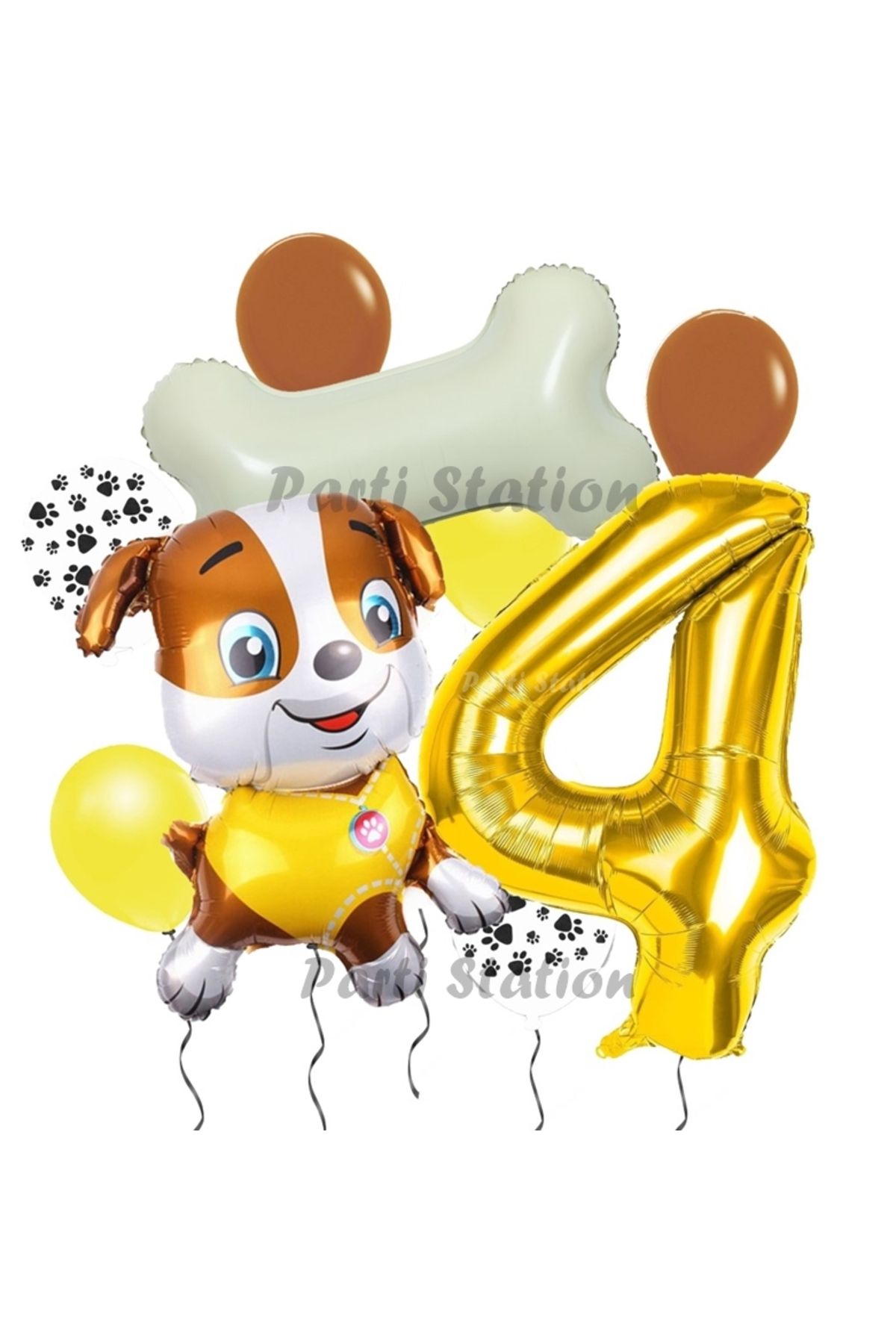 Parti Station Paw Patrol İş Araçları İnşaat İşçisi Köpek Rubble 4 Yaş Balon Set Pav Petrol Konsept Doğum Günü Set