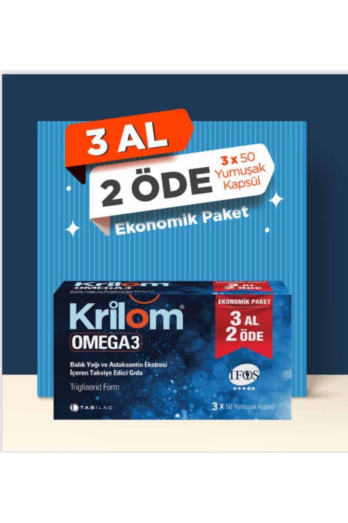 Krilom Omega-3 50 Yumuşak Kapsül - 3 Adet