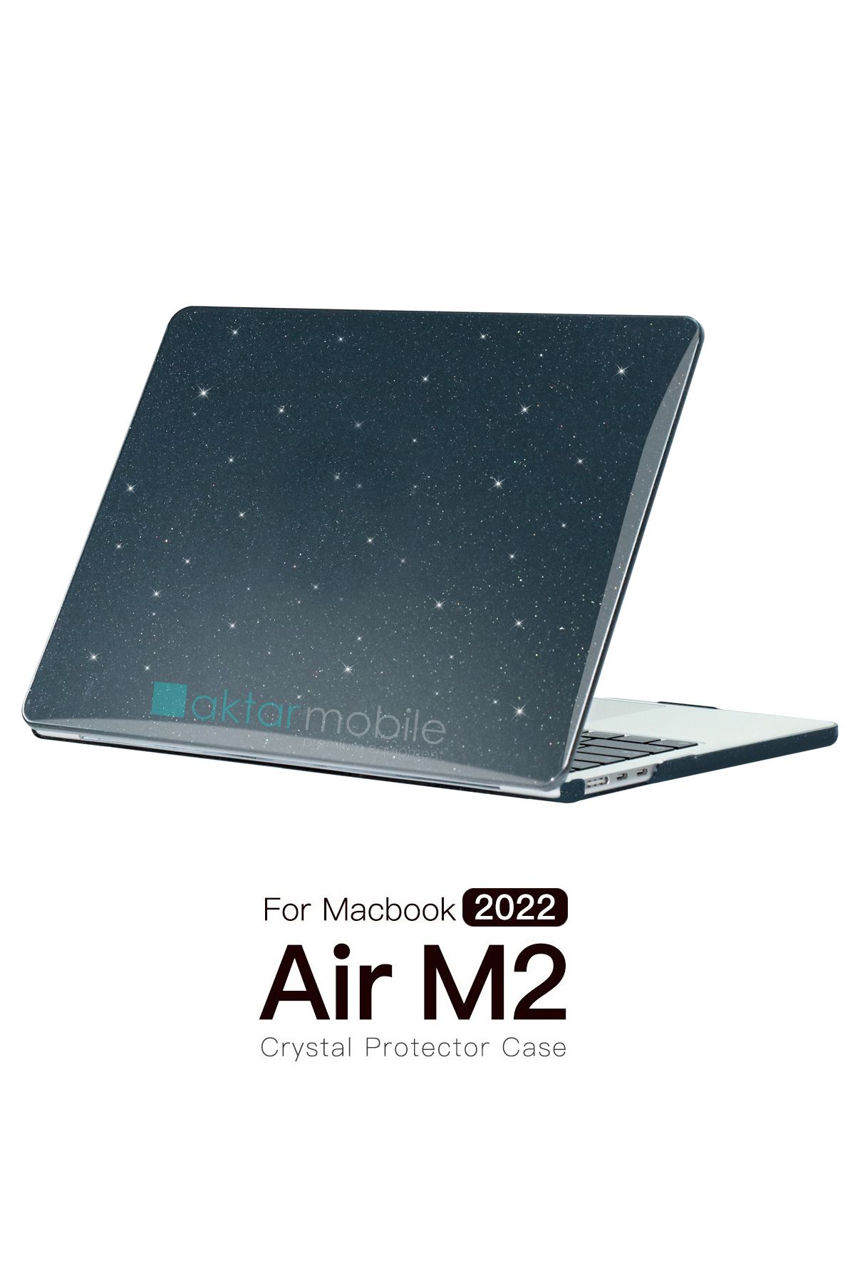 AktarMobile Macbook Air M2 / M3 13.6" 2022 A2681 - 2024 A3113 Uyumlu Simli Kapak Koruyucu Kılıf Parıltılı