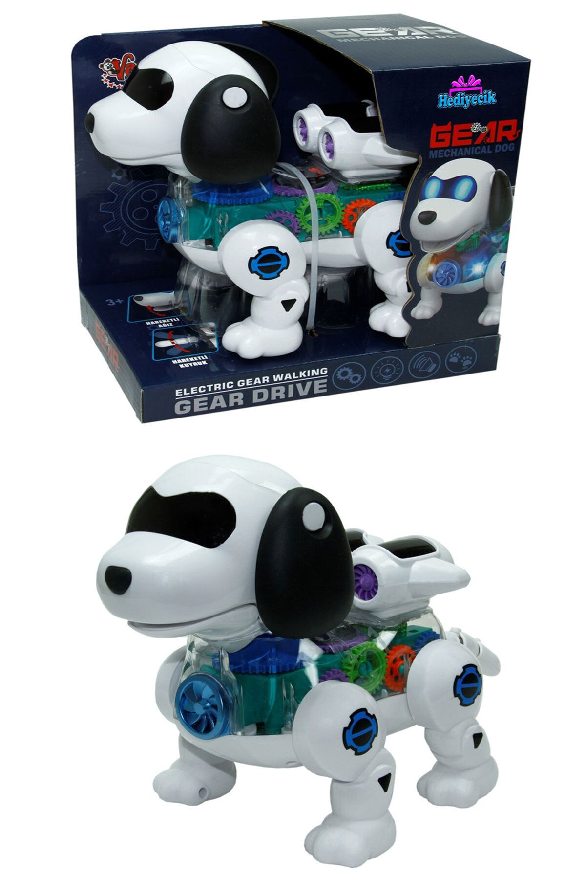 hediyecik Oyuncak Sesli Işıklı Haraketli Şeffaf Akıllı Robot Köpek