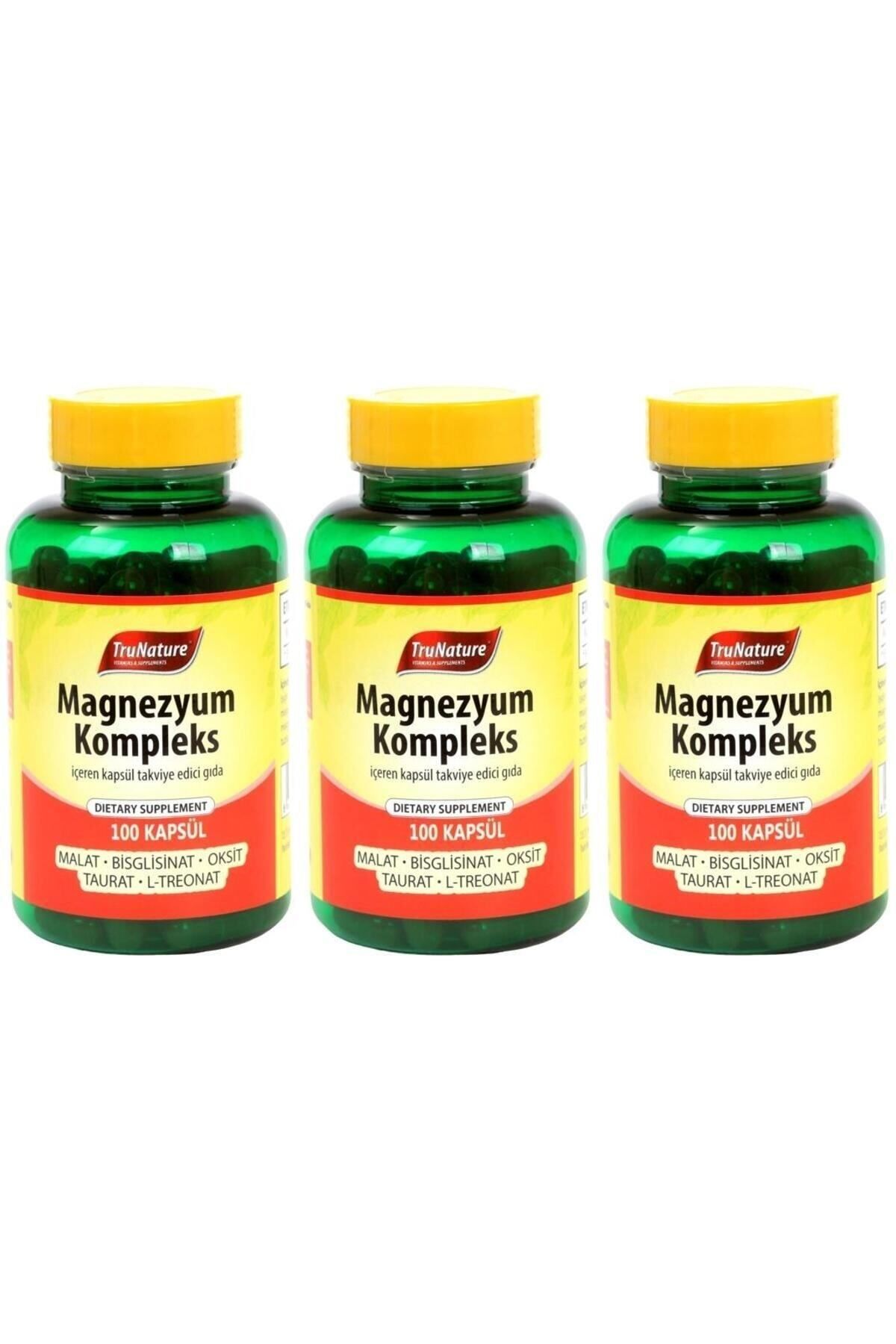 Trunature Magnesium Complex 3x100 Kapsül Magnezyum Kompleks Malat Bisglisinat Taurat Sitrat Oksit Ka