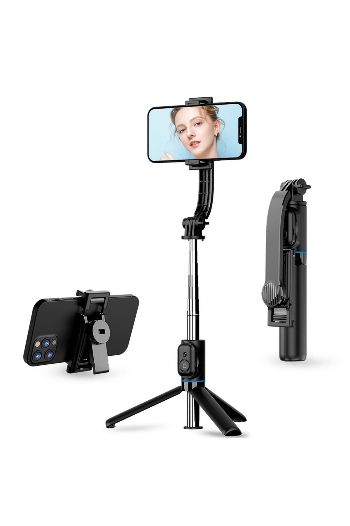 Hobimtek C01 Çok Amaçlı Selfie Çubuğu Masa Üstü Tripod Kumandalı Selfie 360 Derece Dönebilir 107 Cm