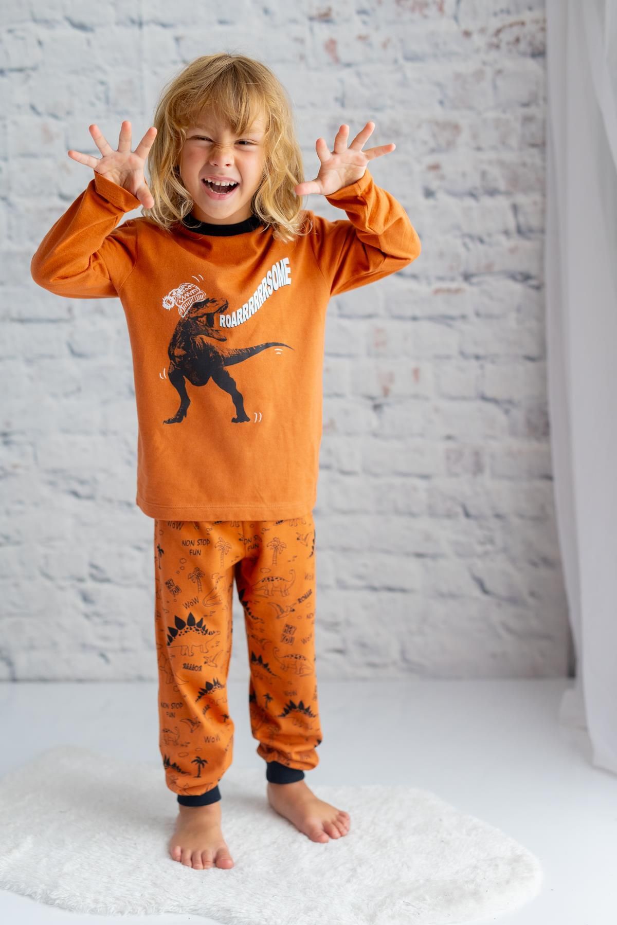 Zeyland Erkek Çocuk Dinazor Baskılı Pijama Takımı