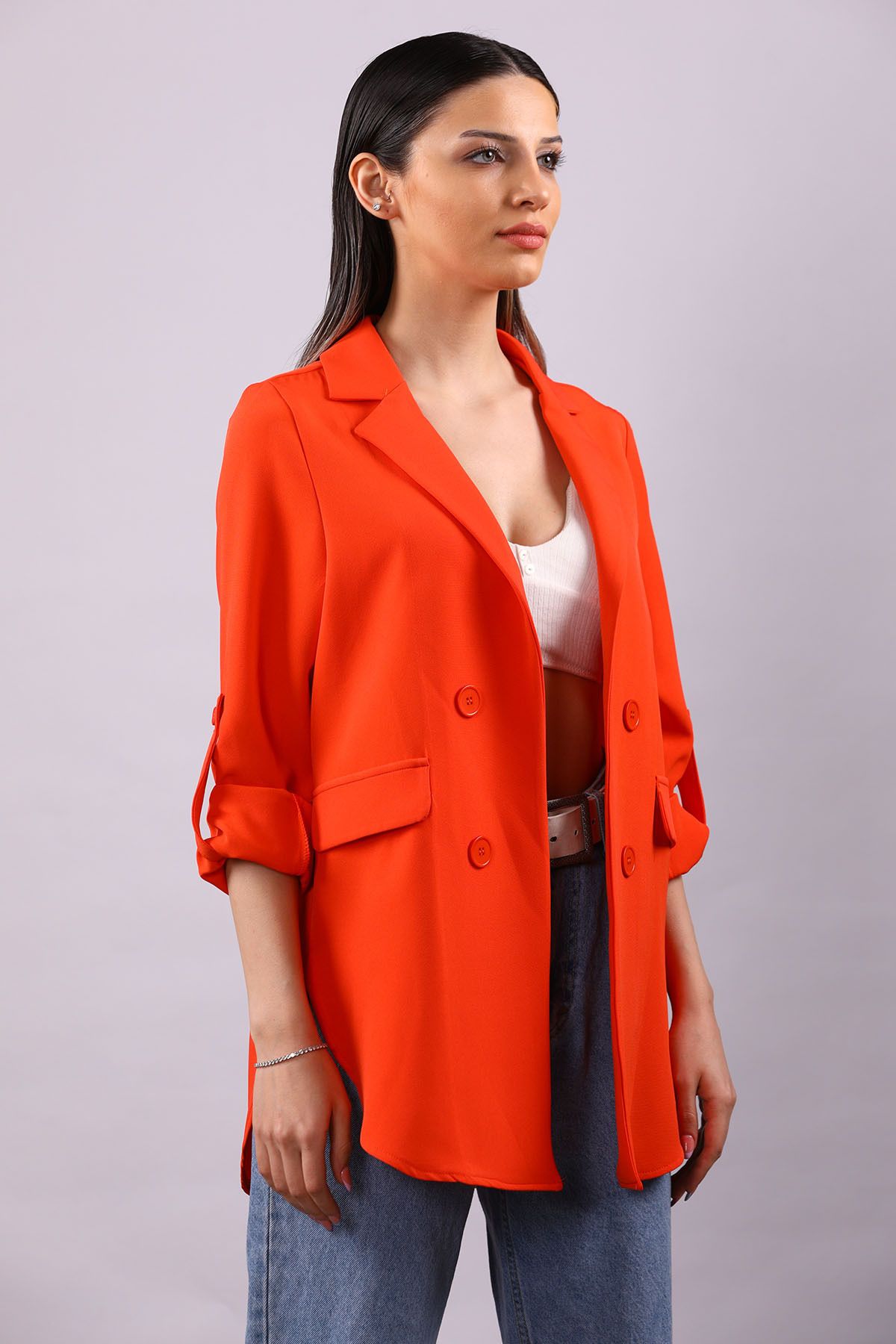 Julude Orange Kadın Yan Yırtmaçlı Ceket