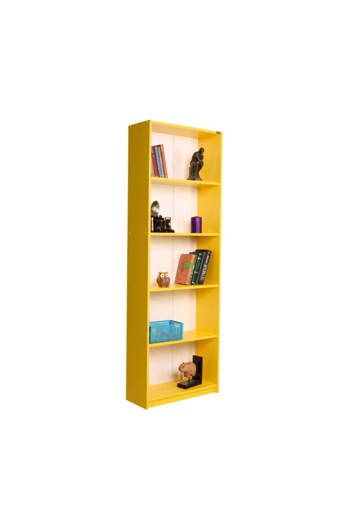 Adore Mobilya Modern 5 Raflı Kitaplık - Sarı