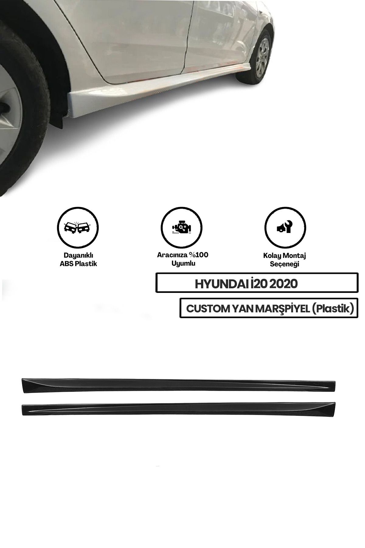 GÜNEŞLİ GARAJ Hyundai I20 2020 Yan Marşpiyel (ÇİFT) (PLASTİK)