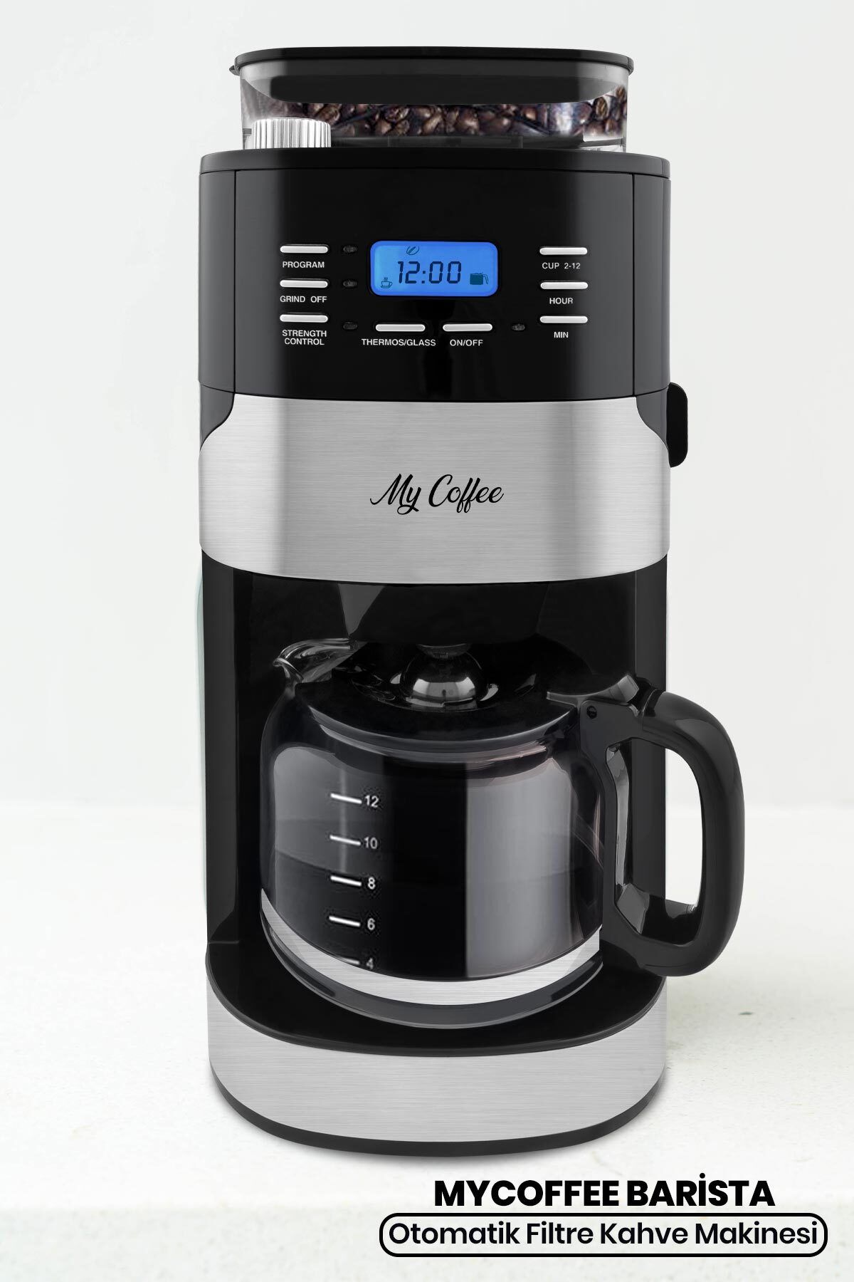 Genel Markalar Barista Profesyonel Dijital Zaman Ayarlı Sıcak Tutma Fonksiyonlu Öğütücülü Filtre Kahve Makinesi