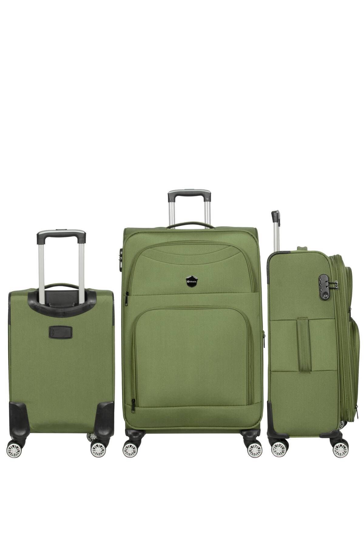 Miracle Ultra Lüks Ekstra Hafif Kabin Orta ve Büyük Boy 3'lü Set tekerlekli valiz seyahat valizi