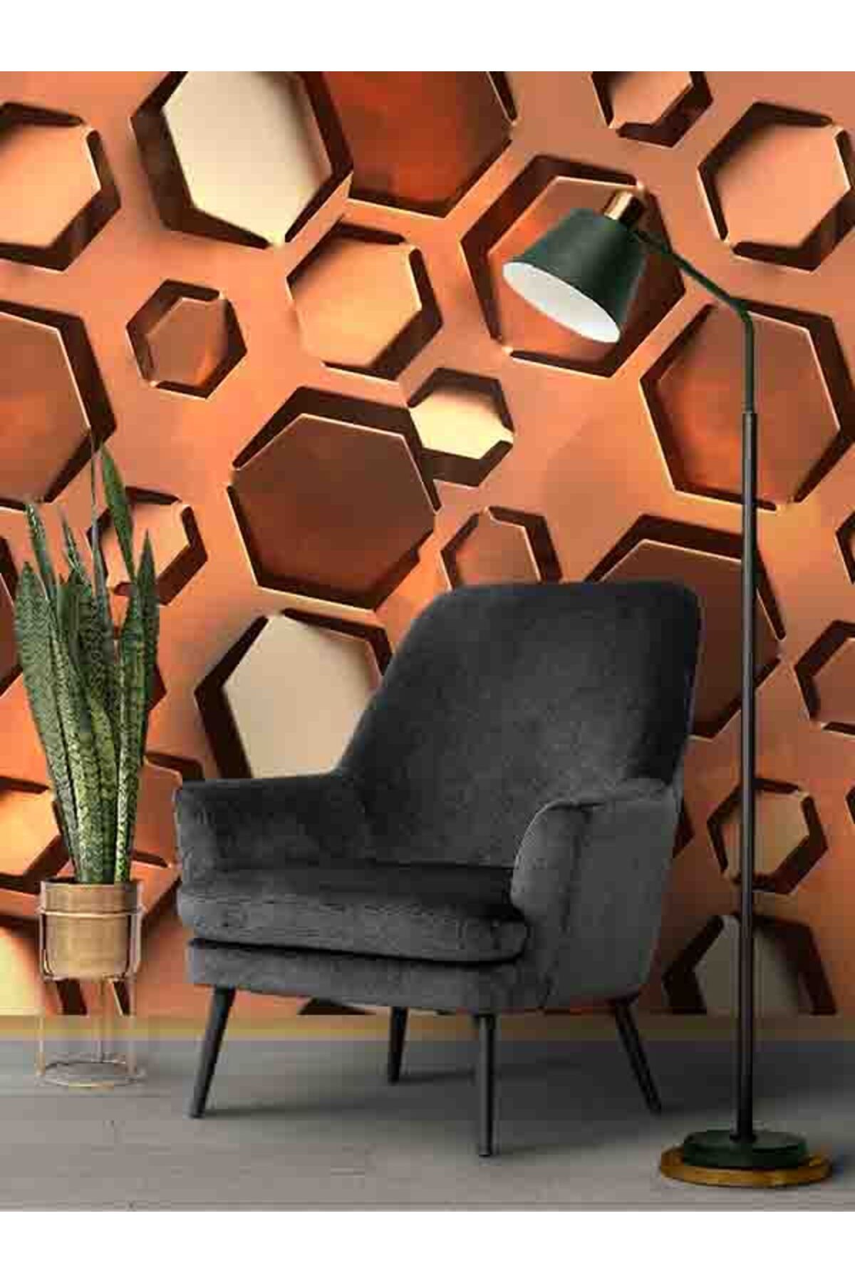 dreamwall 3D Geometrik Metal Desenli Silinebilir Tekstil Duvar Kağıdı