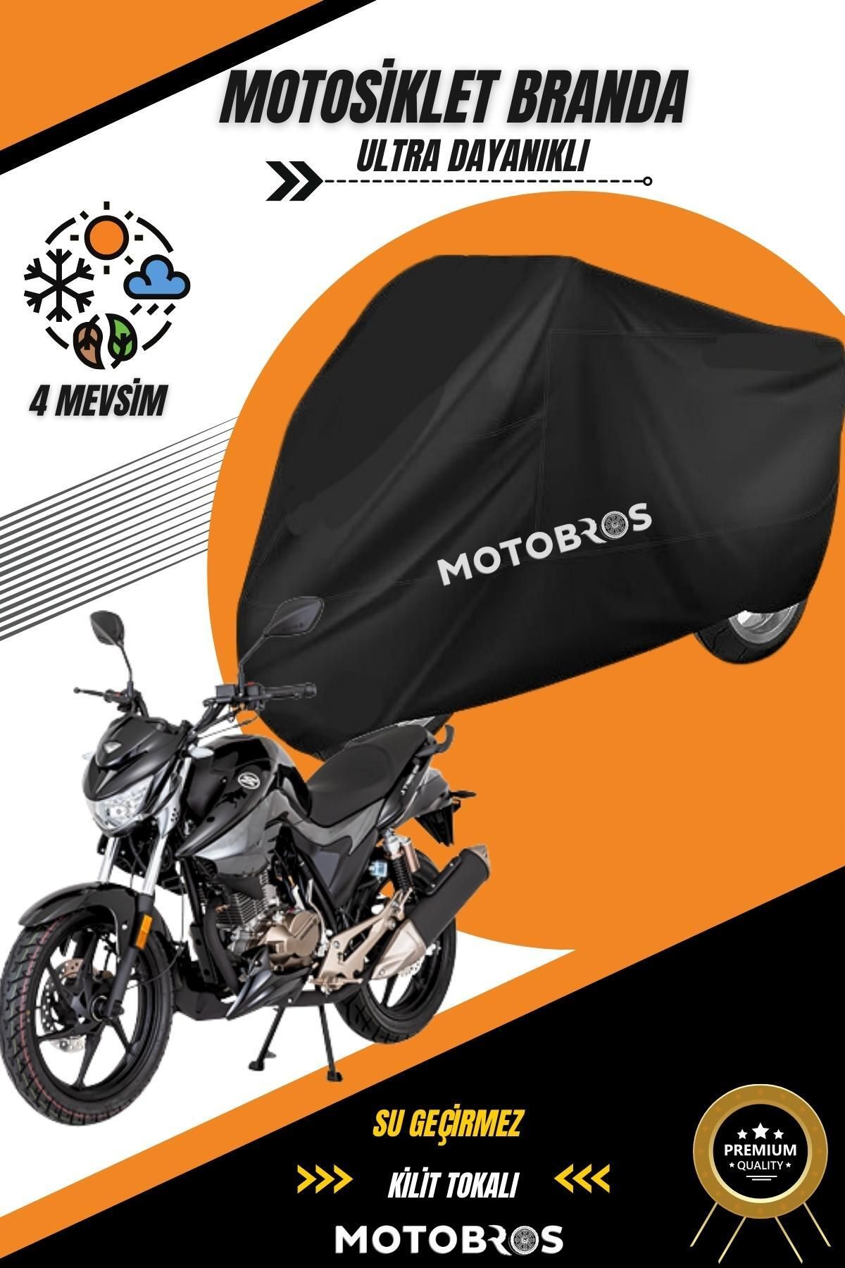 Motobros Mondial Drif L Siyah Su Geçirmez Dayanıklı Motosiklet Brandası (EN KALIN) Kumaş Ömürlük Kullanım