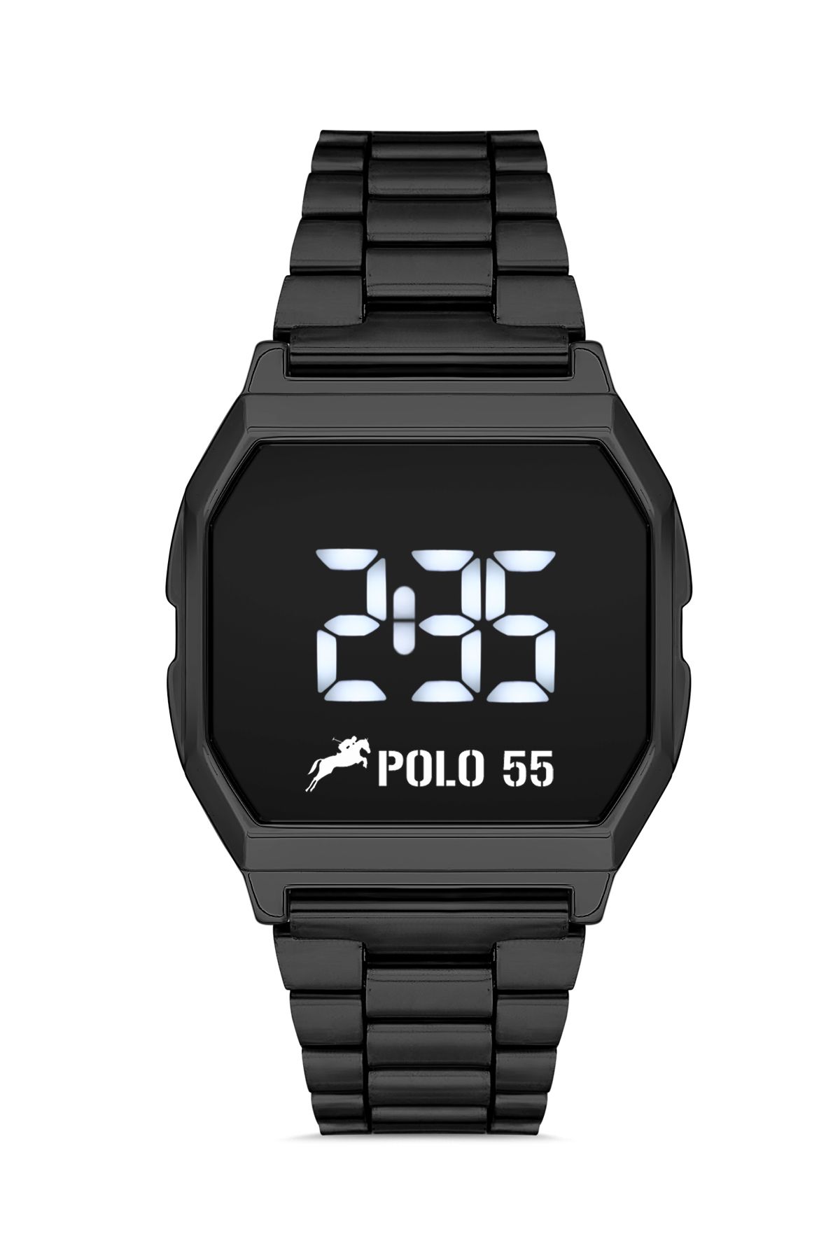 Polo55 Siyah Zamansız Tasarım Dokunmatik Dijital Metal Kordon Retro Erkek Kol Saati