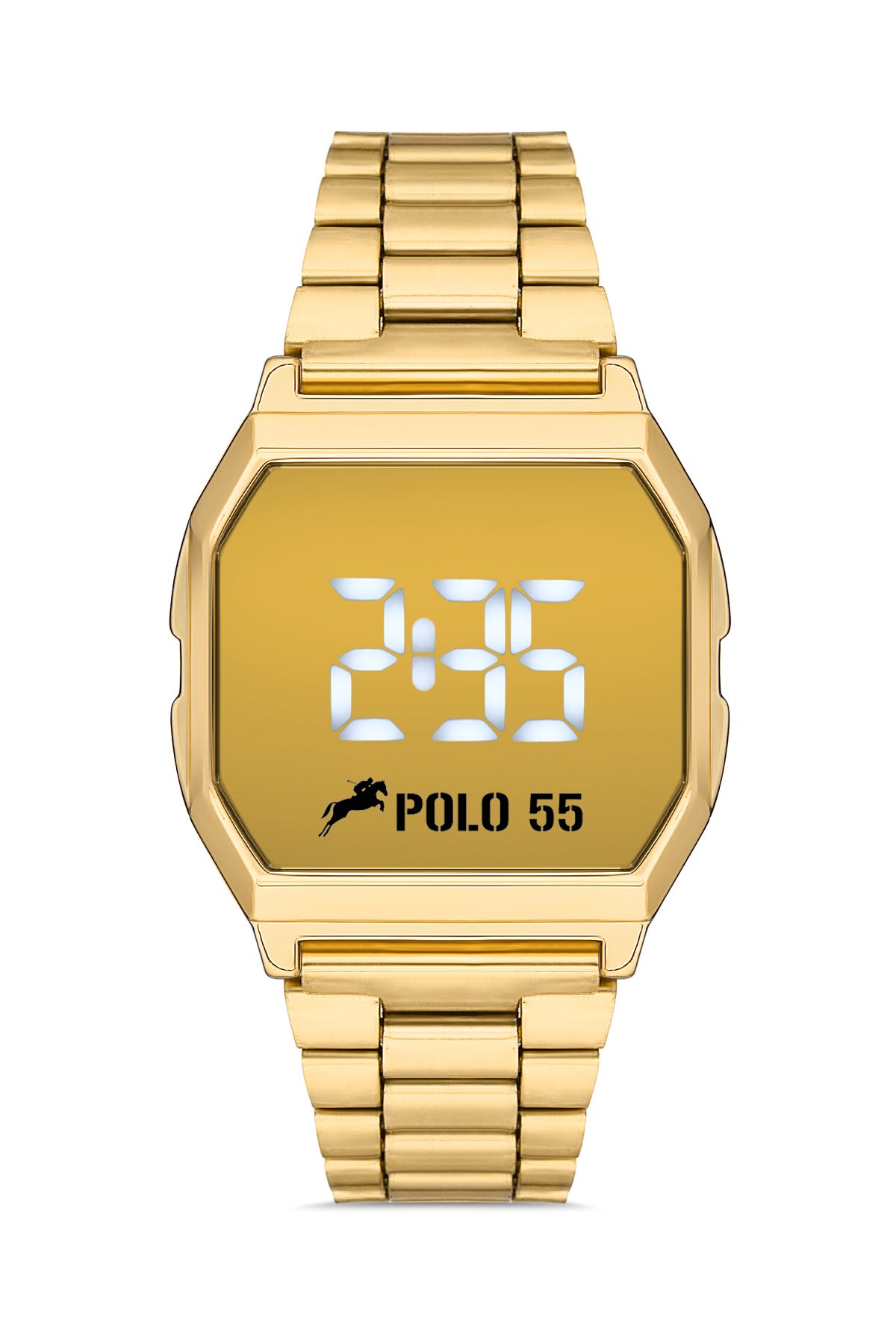 Polo55 Gold Zamansız Tasarım Dokunmatik Dijital Metal Kordon Retro Kadın Kol Saati