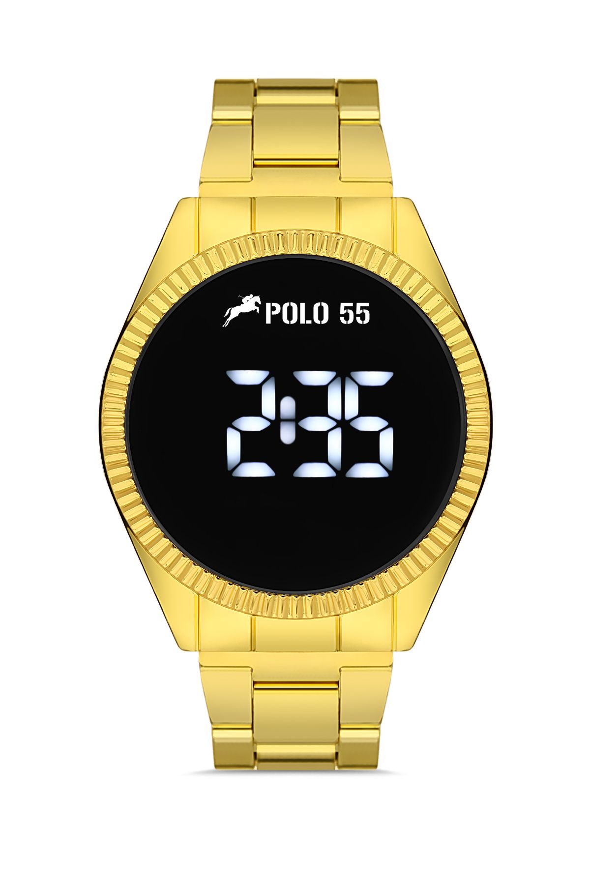 Polo55 Gold Dokunmatik Dijital Metal Kordon Erkek Kol Saati