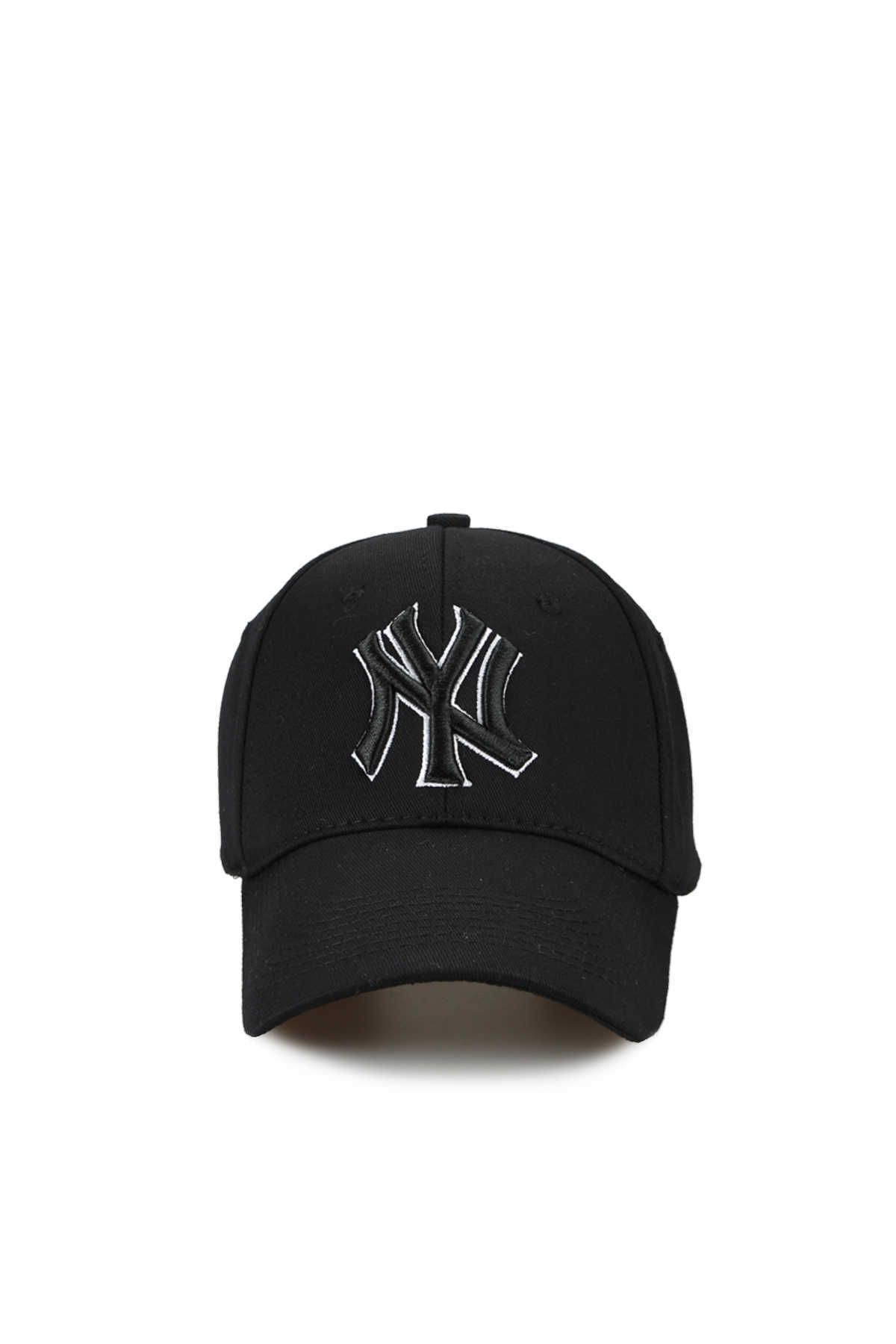 CosmoOutlet Ny New York Nakışlı Kontürlü Pamuklu Unisex Siyah Şapka