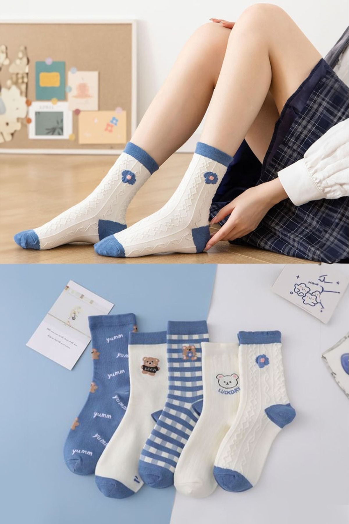 BGK 5'li sevimli Kadın Kolej Çorap