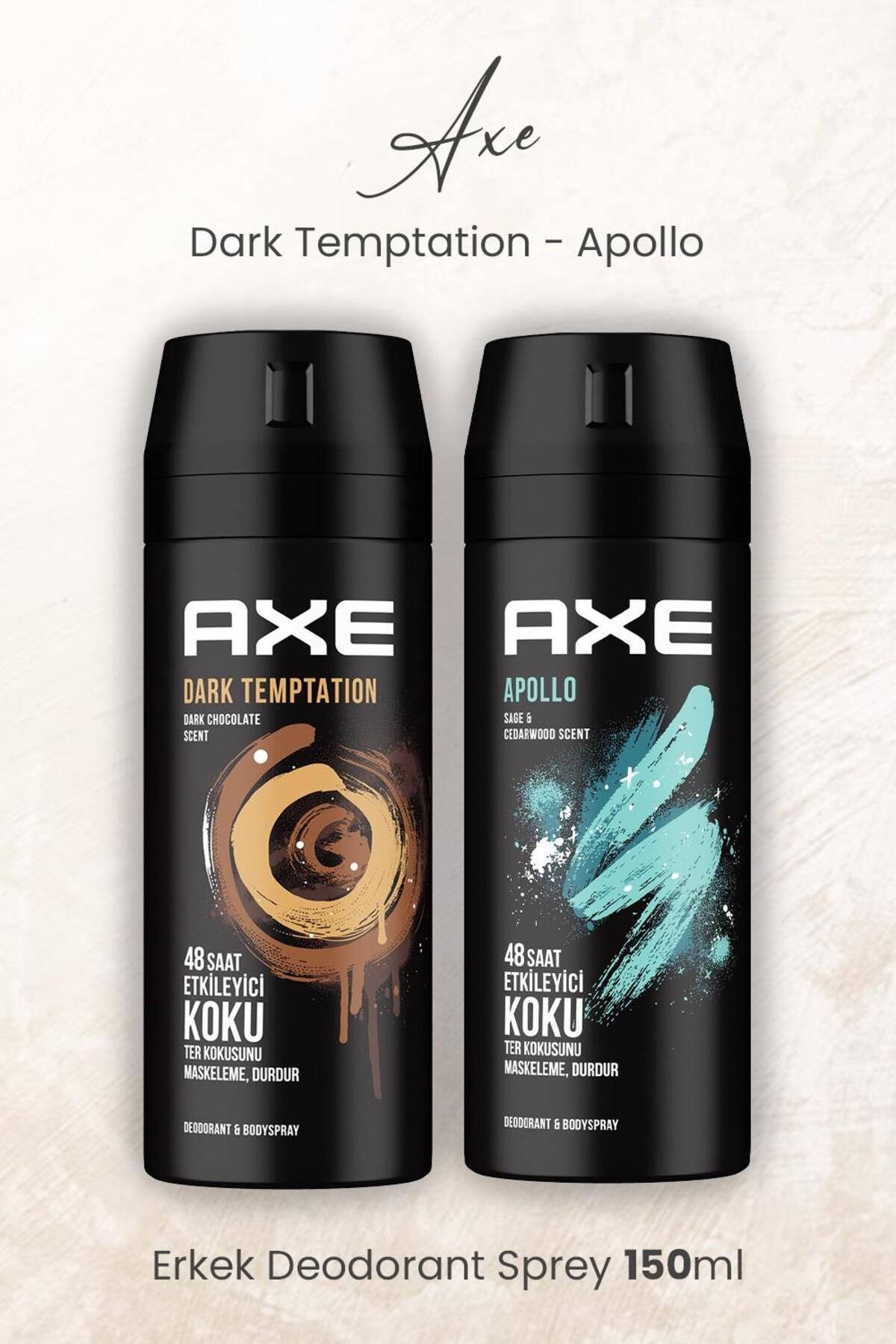 Axe Erkek Deodorant Sprey Dark Temptation ve Apollo 150 ml