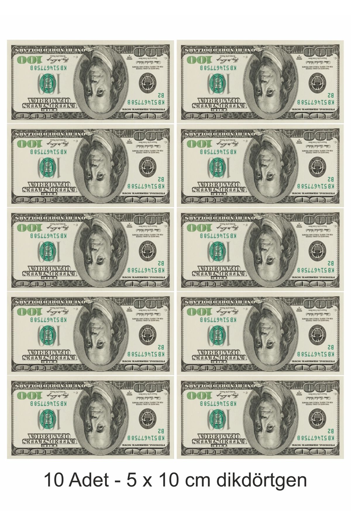 printiks Yeşil Dolar 10 Adet Yenilebilir Pasta Süsü Kurabiye Cupcake Üzeri Şeker Hamuru Kağıt Baskısı