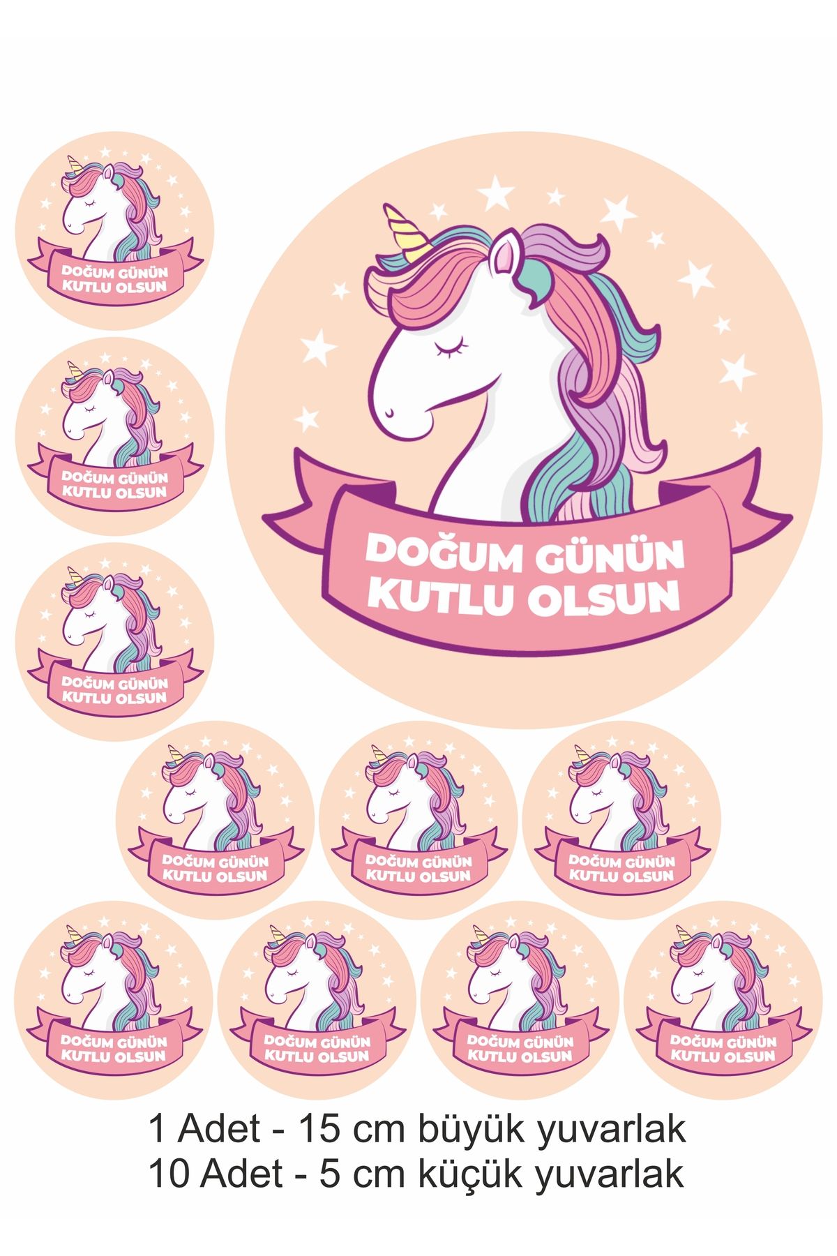Genel Markalar Unicorn Doğum 10 Adet Yenilebilir Yazılı Pasta Süsü Kurabiye Cupcake Şeker Hamuru Kağıt Baskısı