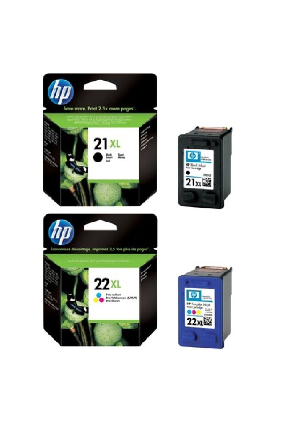 HP 21XL Siyah ve 22XL Renkli İkili Kartuş