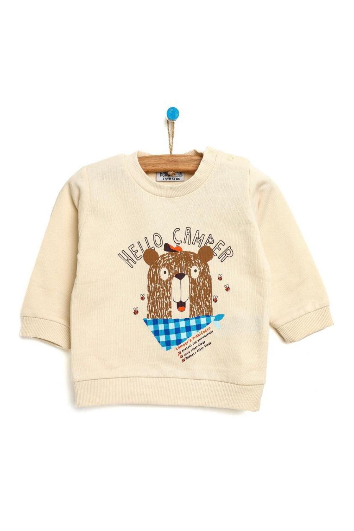 HelloBaby Basic Ayı Desenli Erkek Bebek Sweatshirt