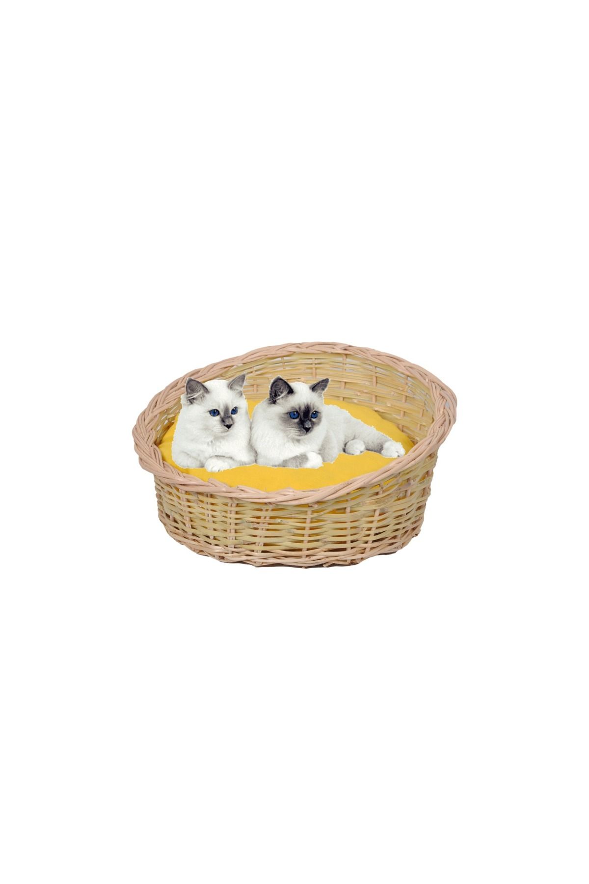 tunalar Hasır Kedi Köpek Yatağı Sarı Minder Hediyeli Renkli El Yapımı Hasır 40 Cm