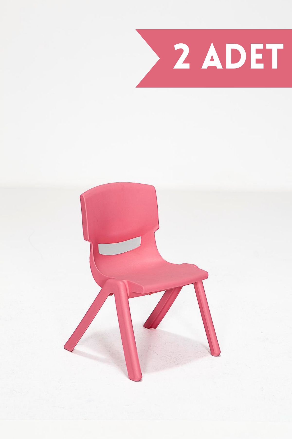 MOBETTO 2 Adet Kreş Anaokulu Çocuk Sandalyesi Sert Plastik- Pembe