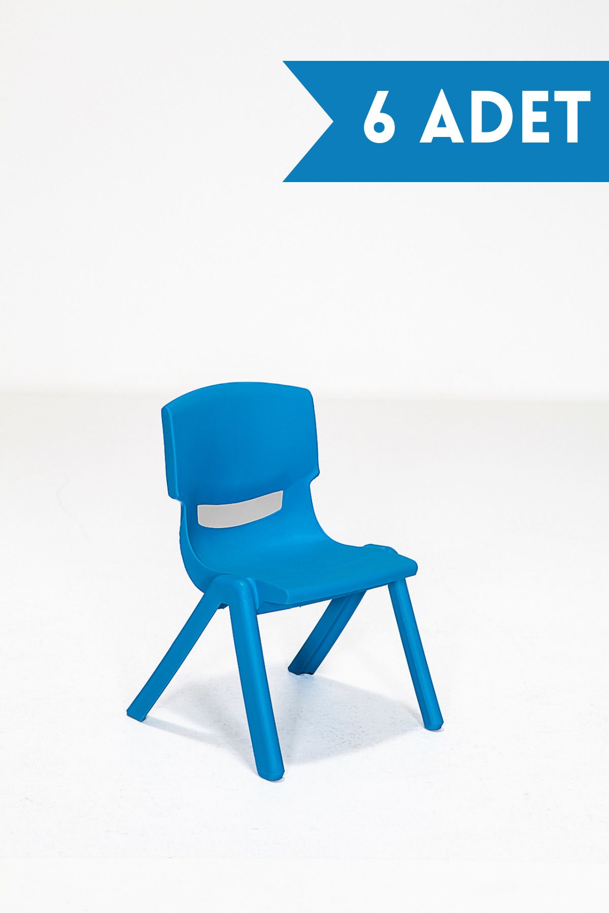 MOBETTO 6 Adet Kreş Anaokulu Çocuk Sandalyesi Sert Plastik- Mavi