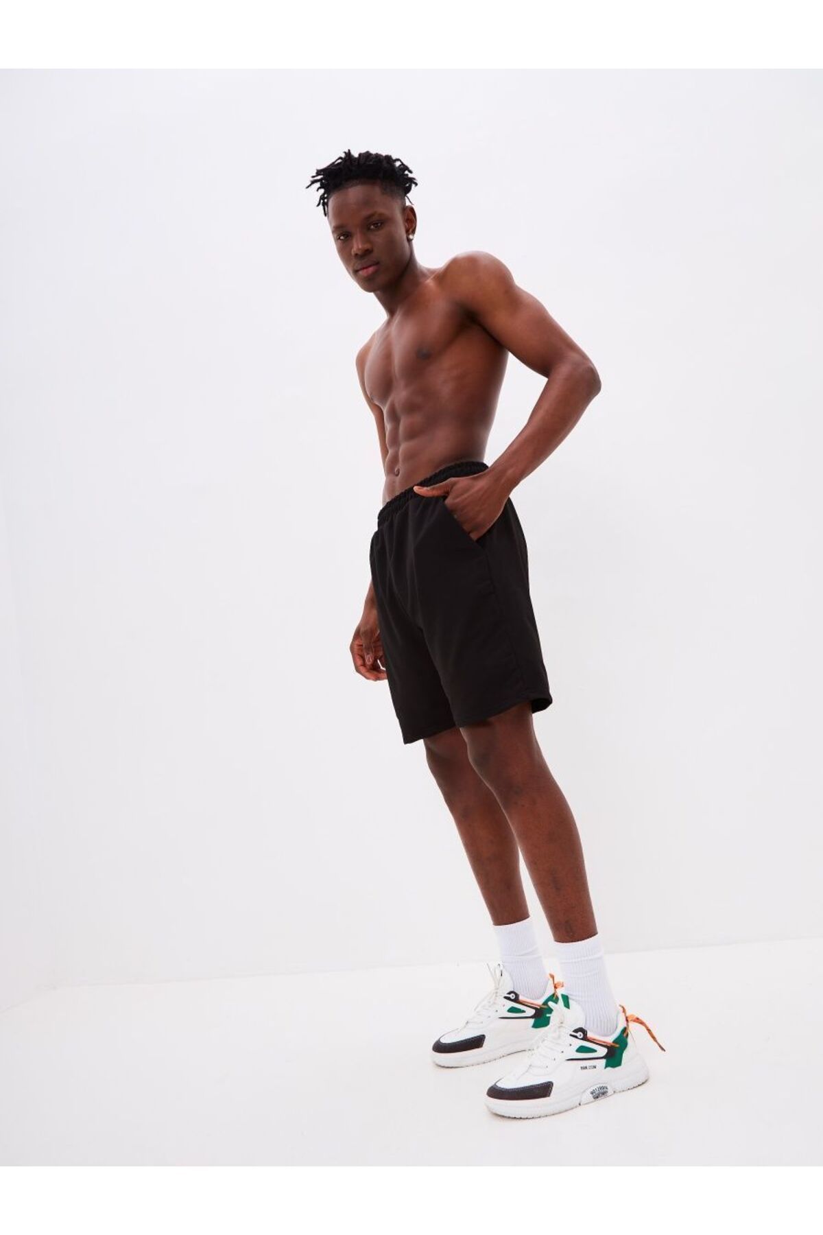 MİSTİRİK Viterbo Model Boks Şortu Spor Geniş Bol Kesim Penye Sporcu Şortu Siyah Renk
