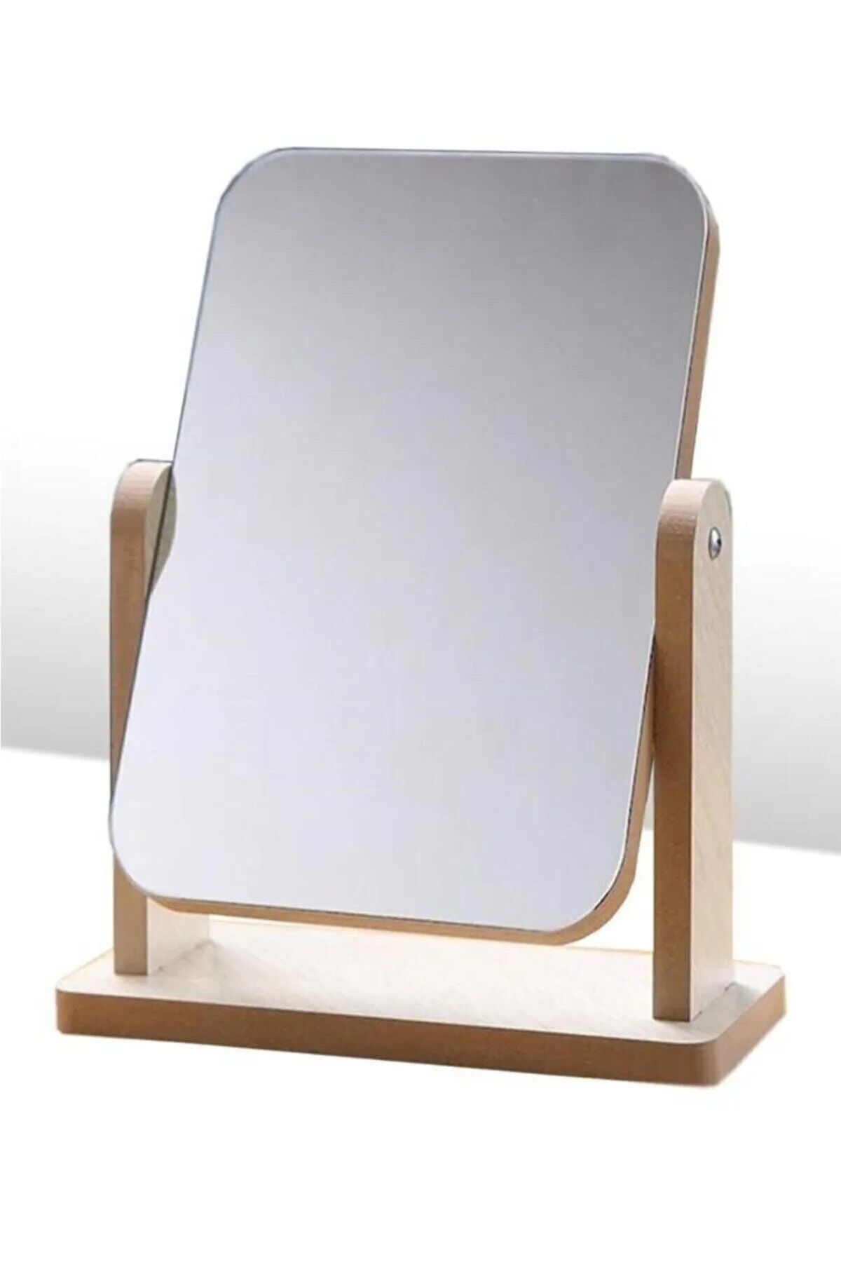 ONELİGHT El Aynası Masa Aynası Makyaj Aynası Ayarlanabilir Kare Makeup Mirror 22cm Ahşap