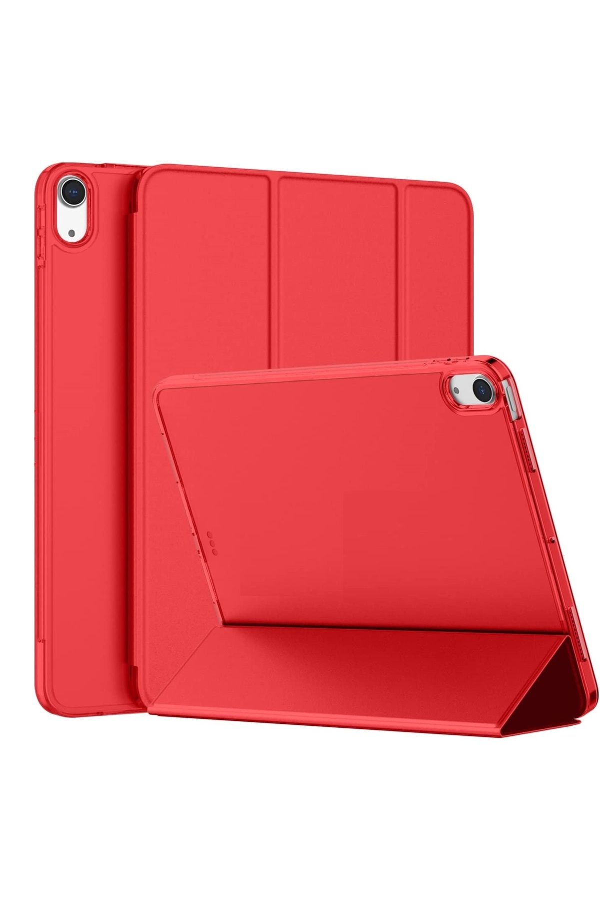 UnDePlus Apple Ipad Pro 12.9 1/2. Nesil Kılıf Pu Deri Smart Case A1670 A1671 A1821 A1584 A1652 Kırmızı