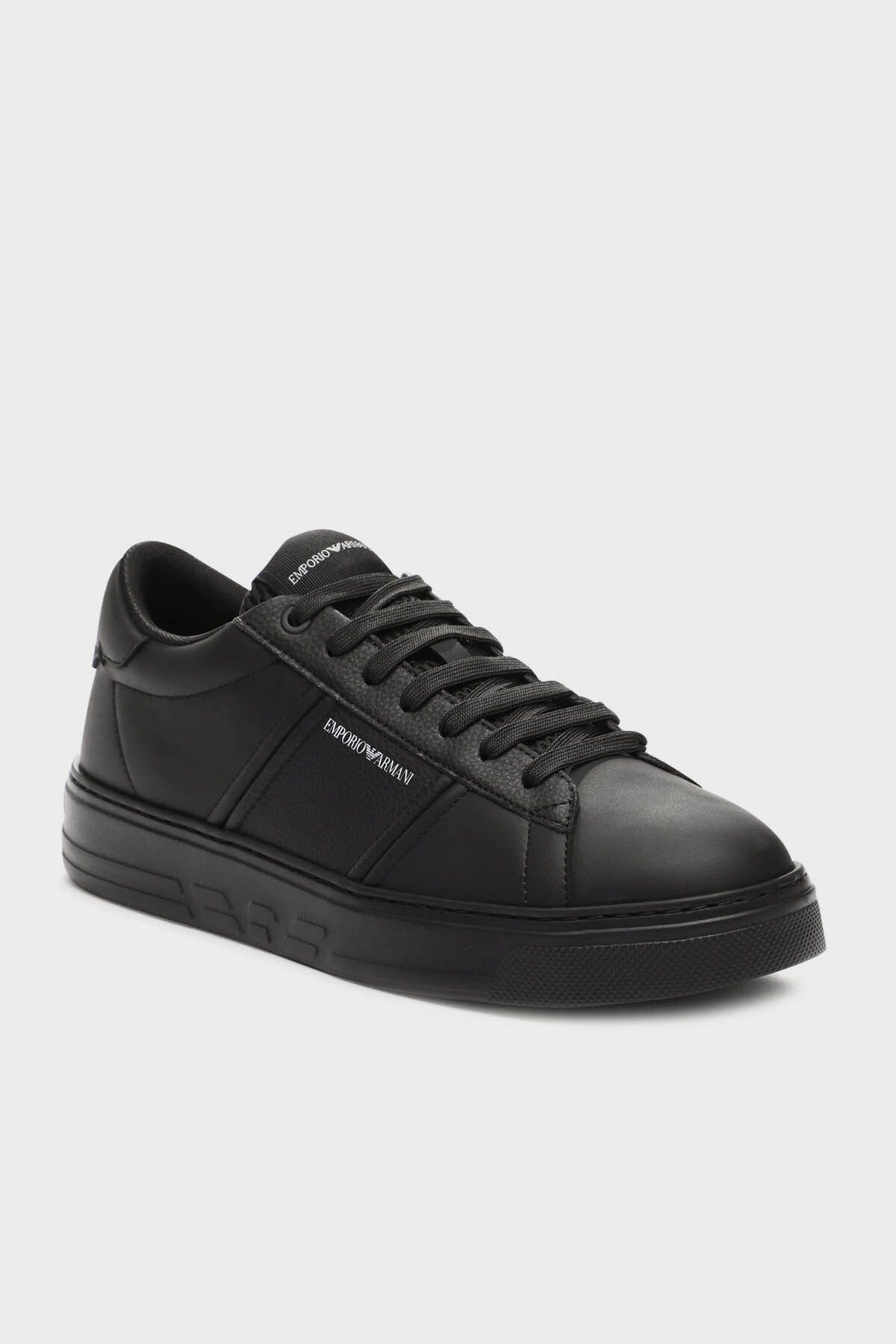 Emporio Armani Hakiki Deri Sneaker Ayakkabı Erkek AYAKKABI X4X570 XN840 K001