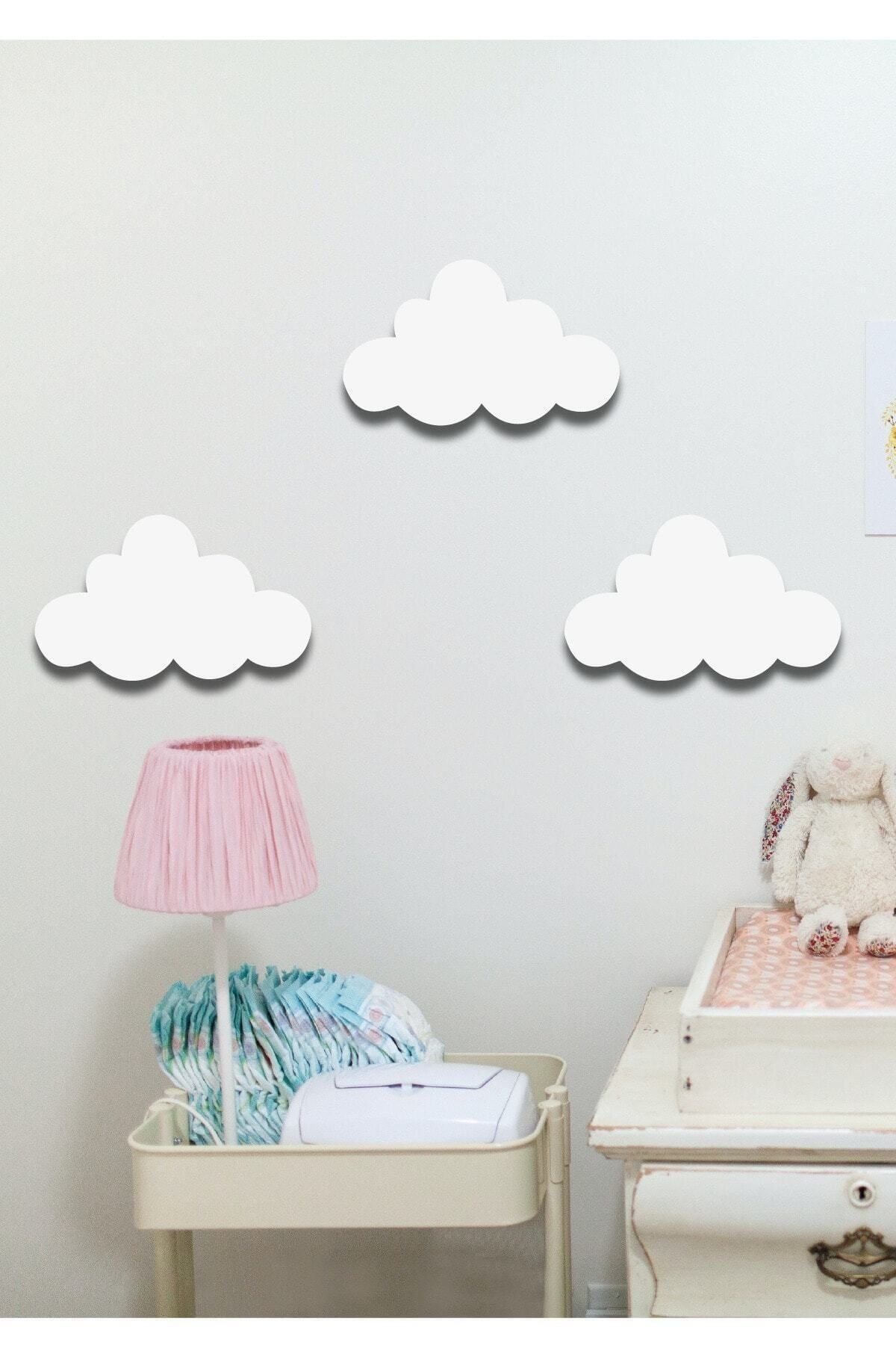 Hellove Beyaz Bulut 3 Lü Set Bulut Duvar Dekoru Çocuk Odası Süsü