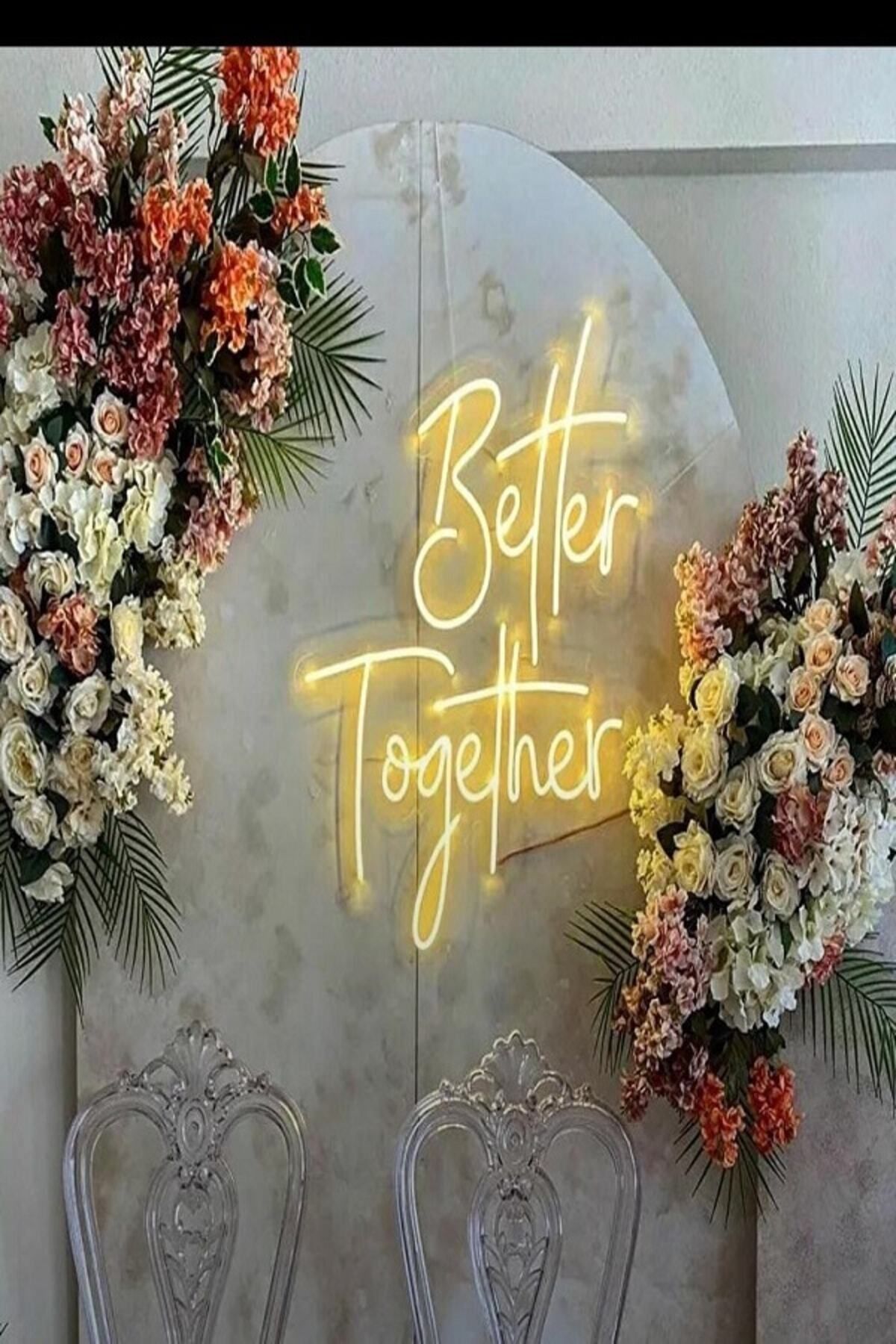 Extremmotif Better Together Neon Tabela Düğün Söz Nişan Organizasyon Arka Plan