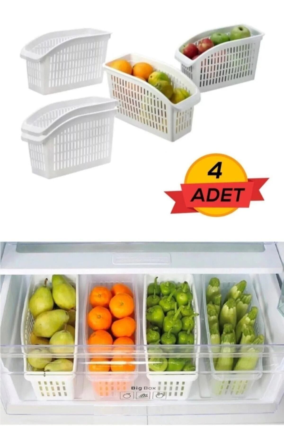 Genel Markalar 4 Adet Buzdolabı Sebze Meyve Düzenleyici