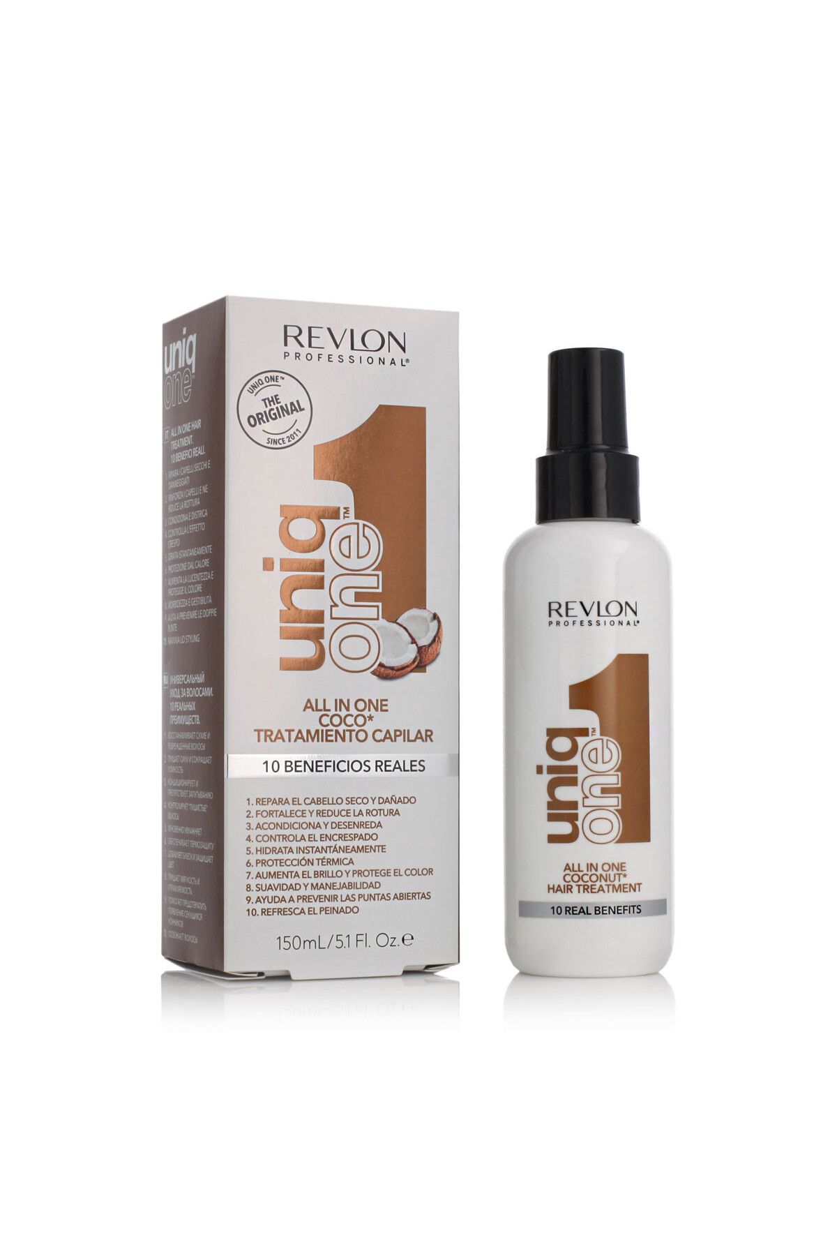 Revlon Uniq One All In One Coconut Hair Treatment Kabaran saçlar için 10 Etki Güçlü Sprey 150 ml