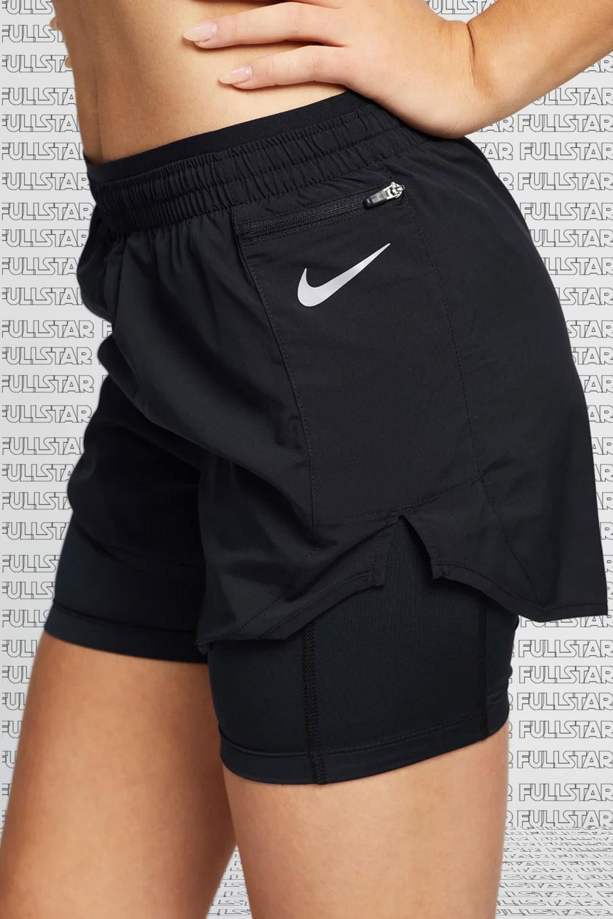 Nike Tempo Lux 2in1 Training Shorts ikisi Bir Arada Taytlı Kadın Şort Siyah