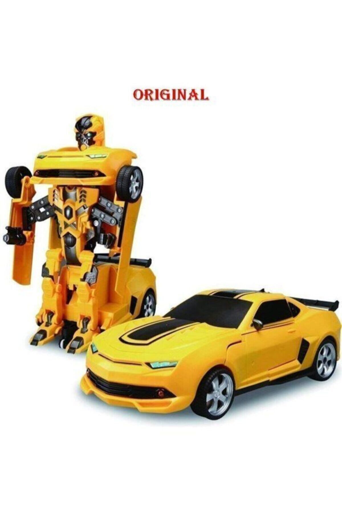 Genel Markalar Bumblebee Robota Dönüşen Araba Pilli - Işıklı, Sesli, Camaro Araba, Robot Araba-25 Cm
